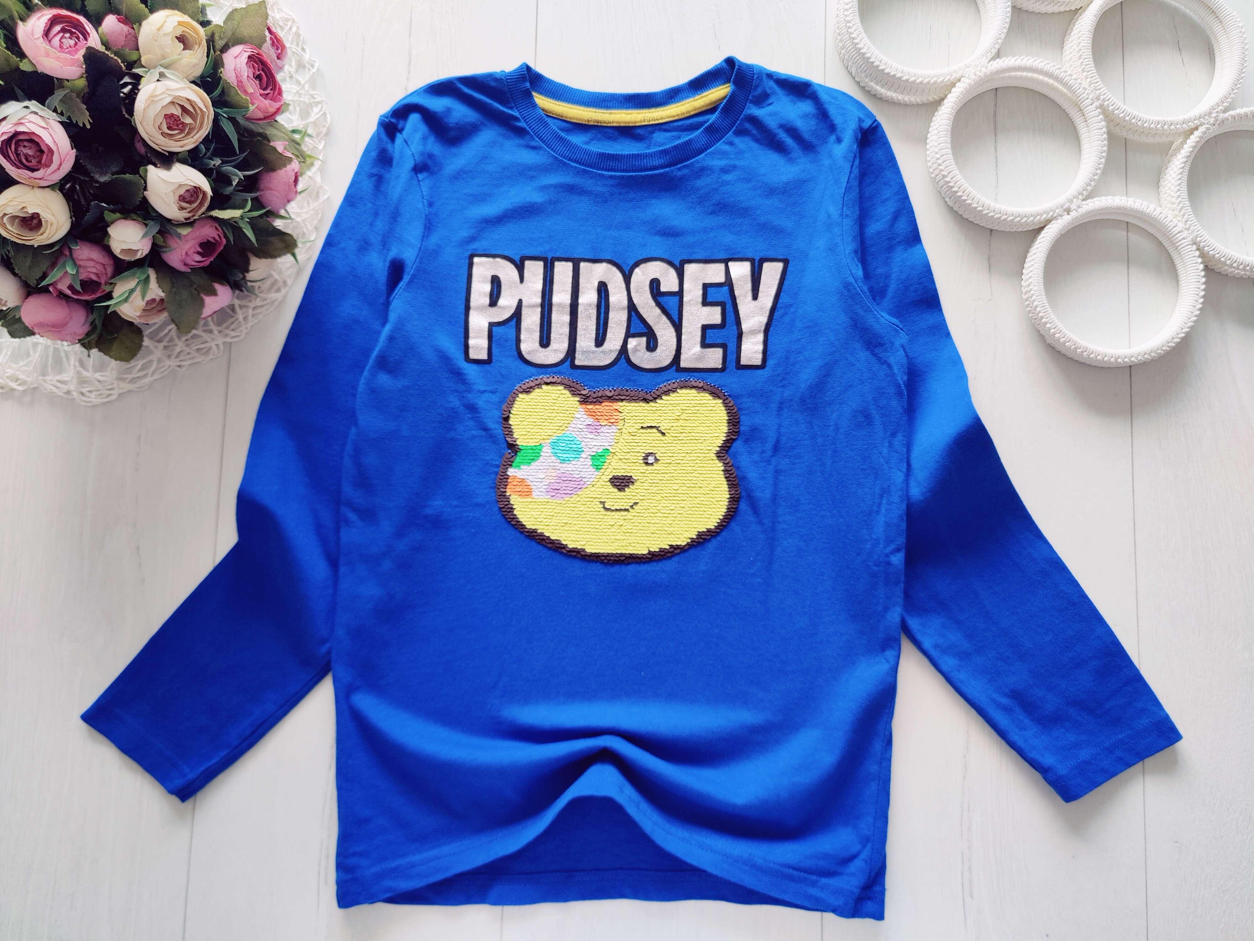 8,9 лет, рост 128,134 Лонгслив с мишкой Pudsey