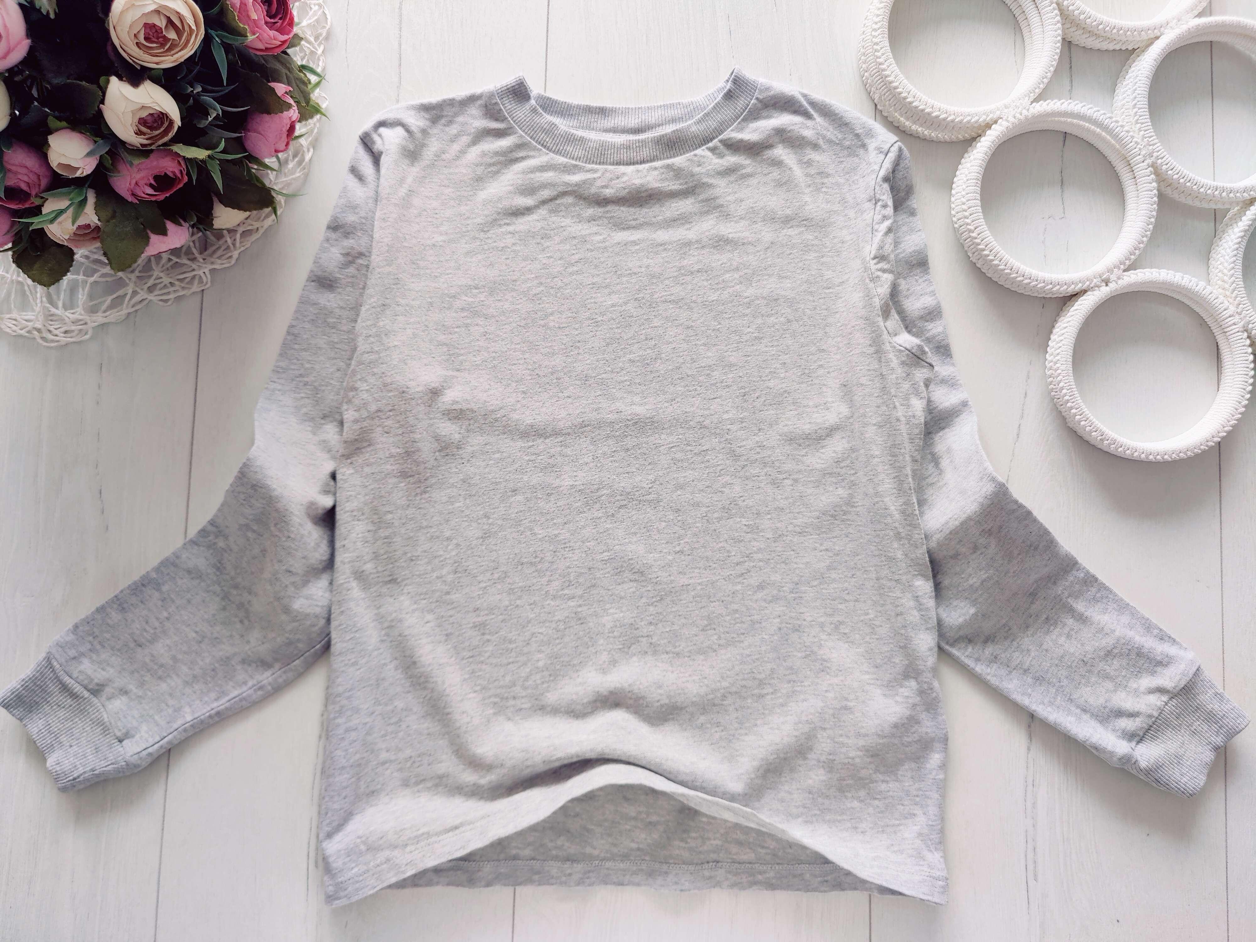 7,8 лет, рост 128 Однотонный серый реглан