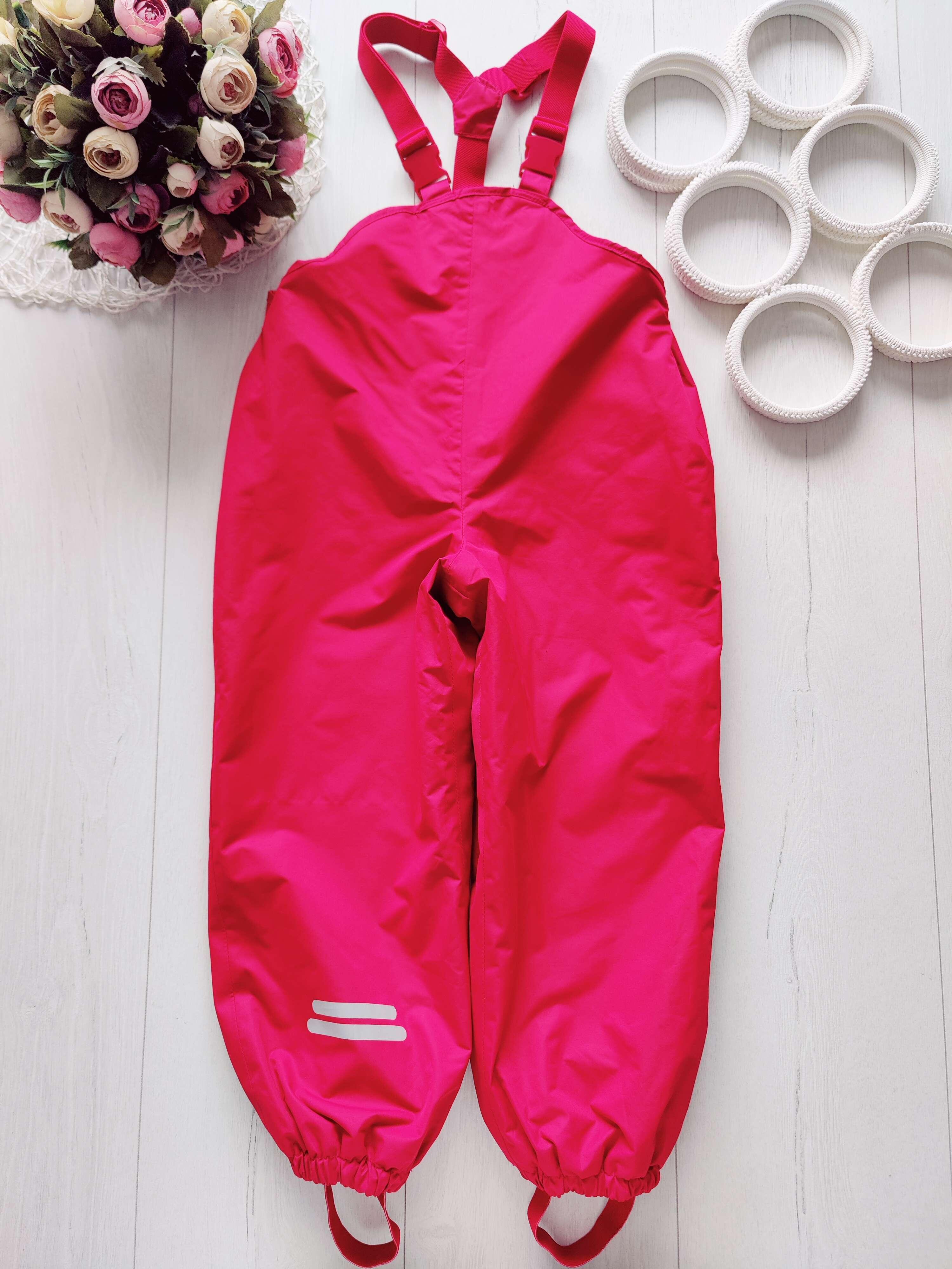 5,6 лет, рост 110,116 Зимний полукомбинезон на флисе для девочки, розовый