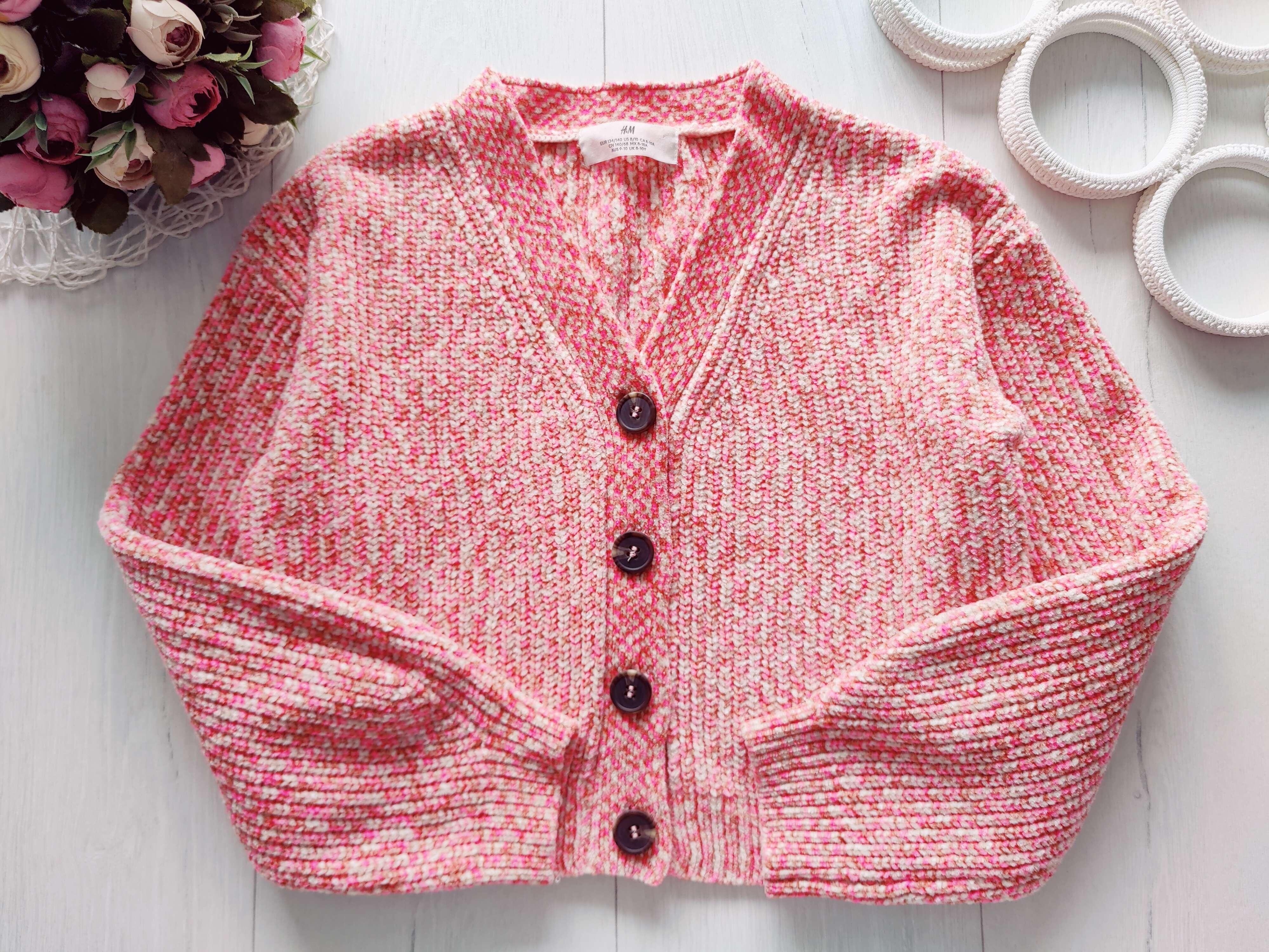 8,10 лет, рост 134,140 Вязаная детская кофта для девочки
