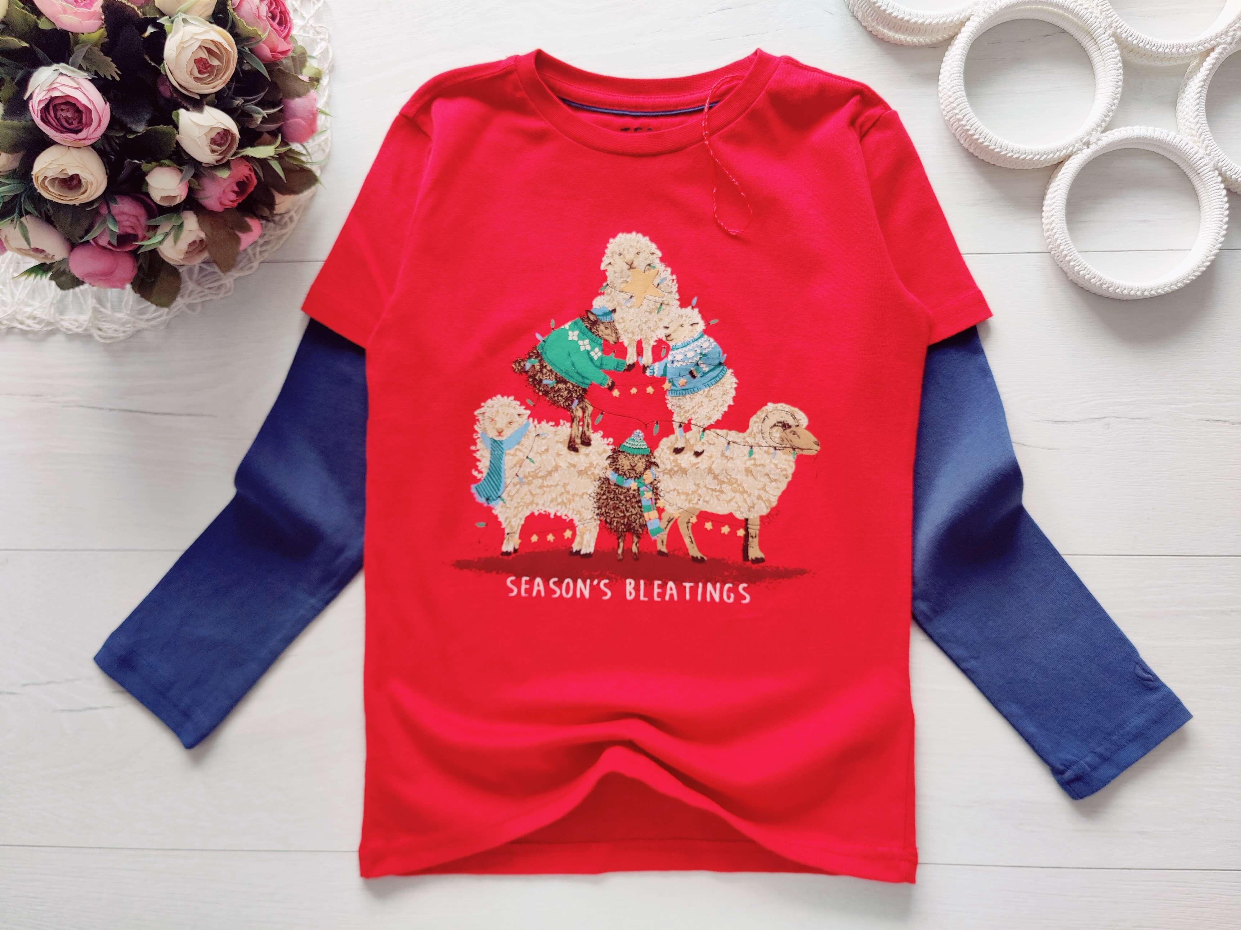 7,8 лет, рост 122,128 Новый детский реглан с овечками