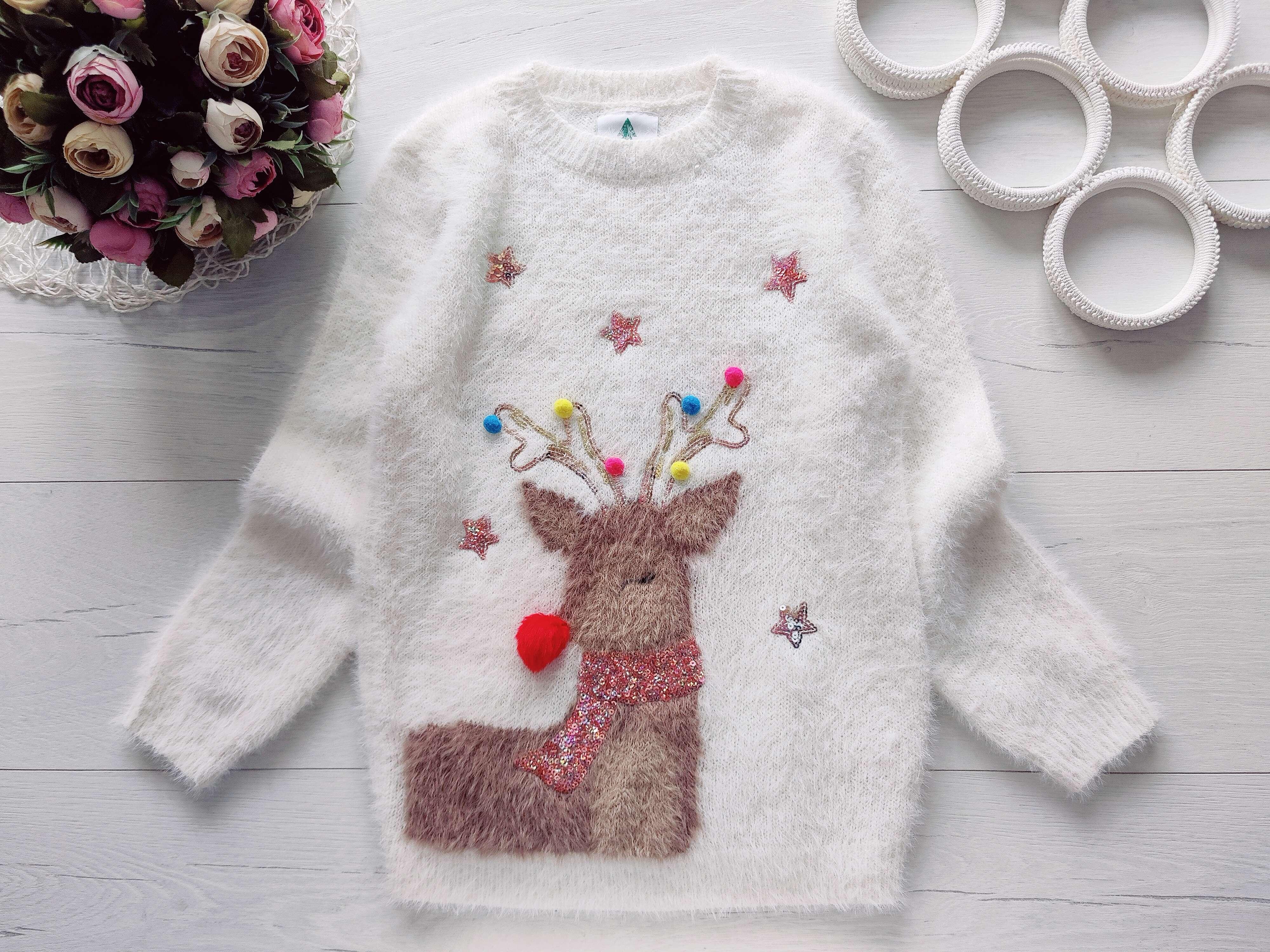 8,9 років, зріст 128,134 Новорічний светр з оленем