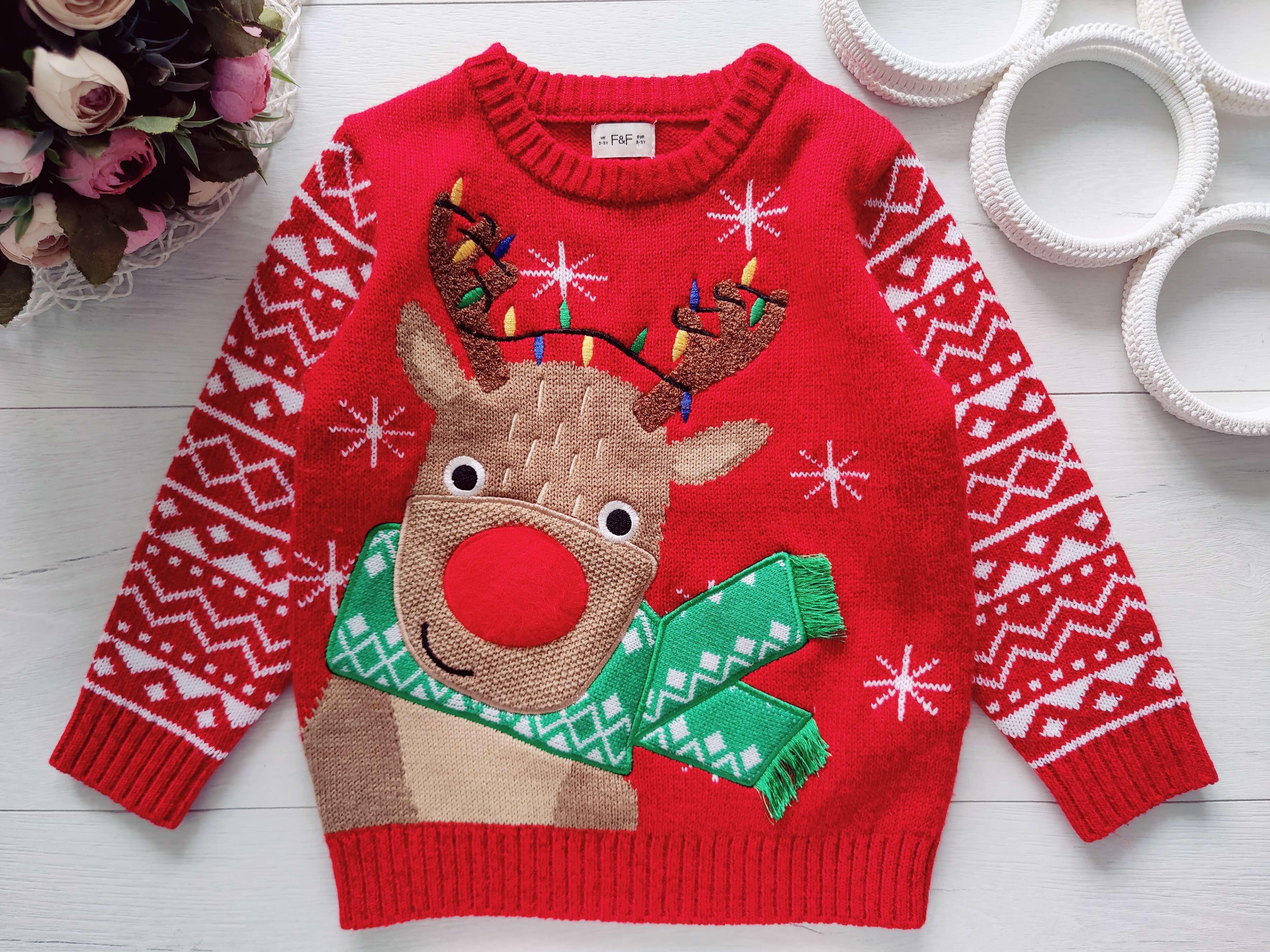 2,3 роки, зріст 98 Дитячий новорічний музичний светр унісекс