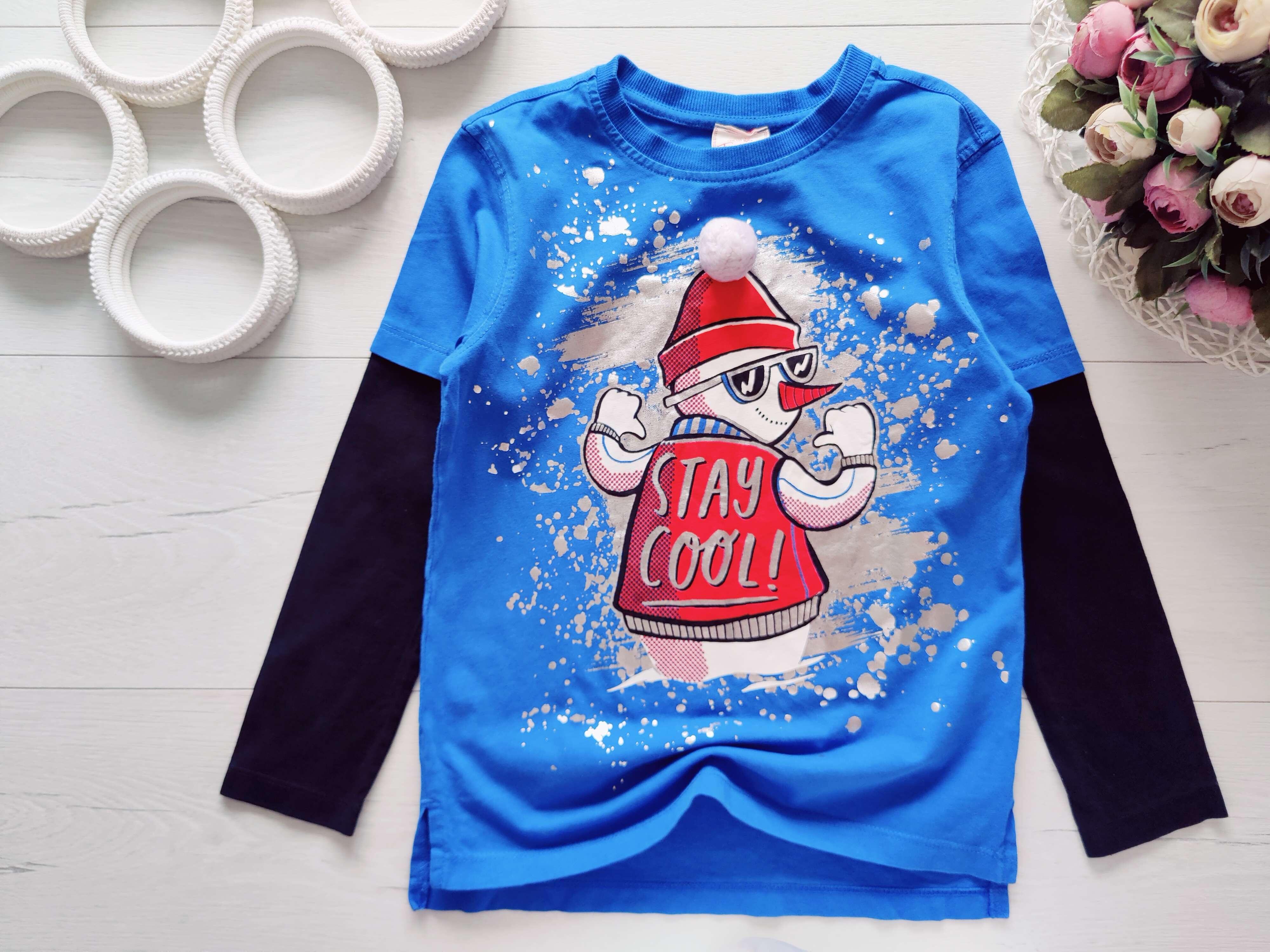 6,7 лет, рост 116,122 Новогодний реглан снеговик