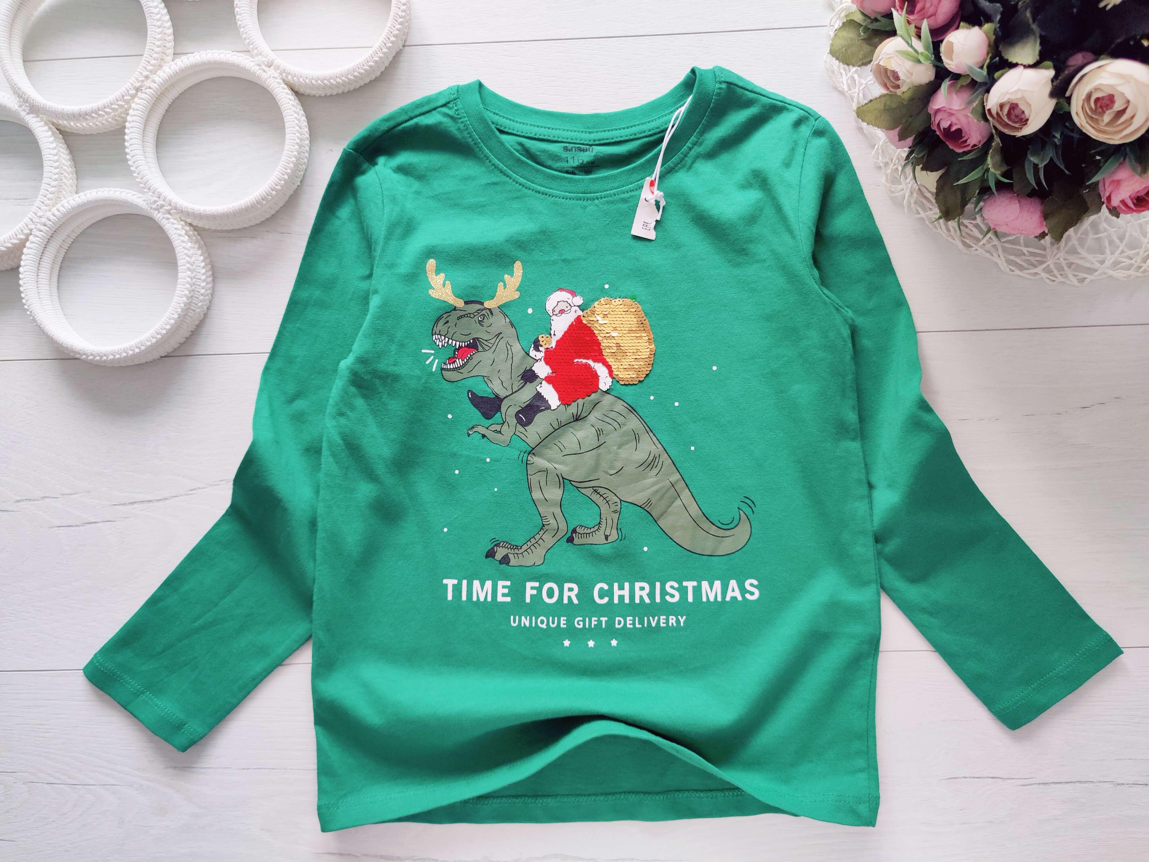 5,6 років, зріст 116 Новий новорічний реглан санта