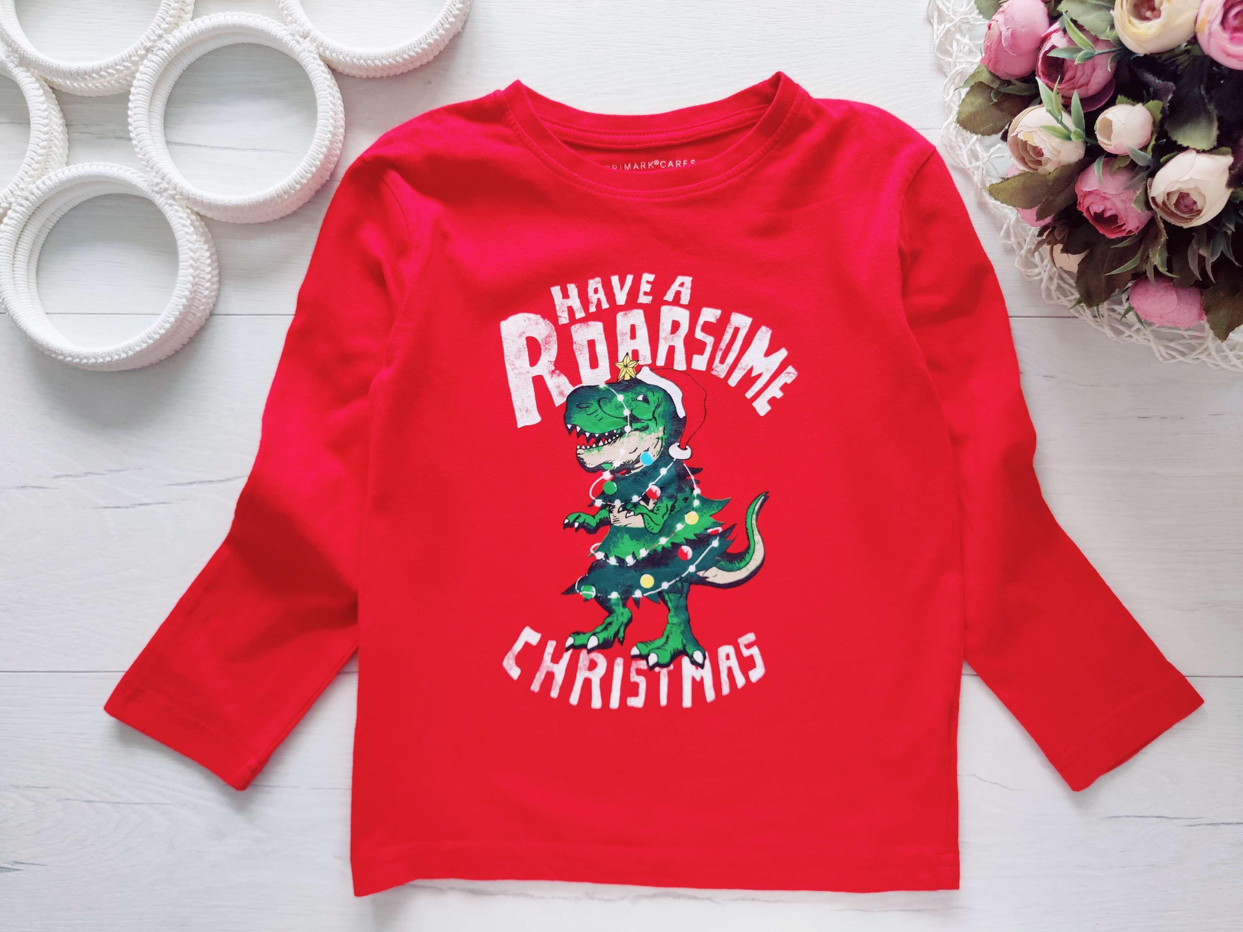 4,5 лет, рост 110 Новогодний реглан с динозавром