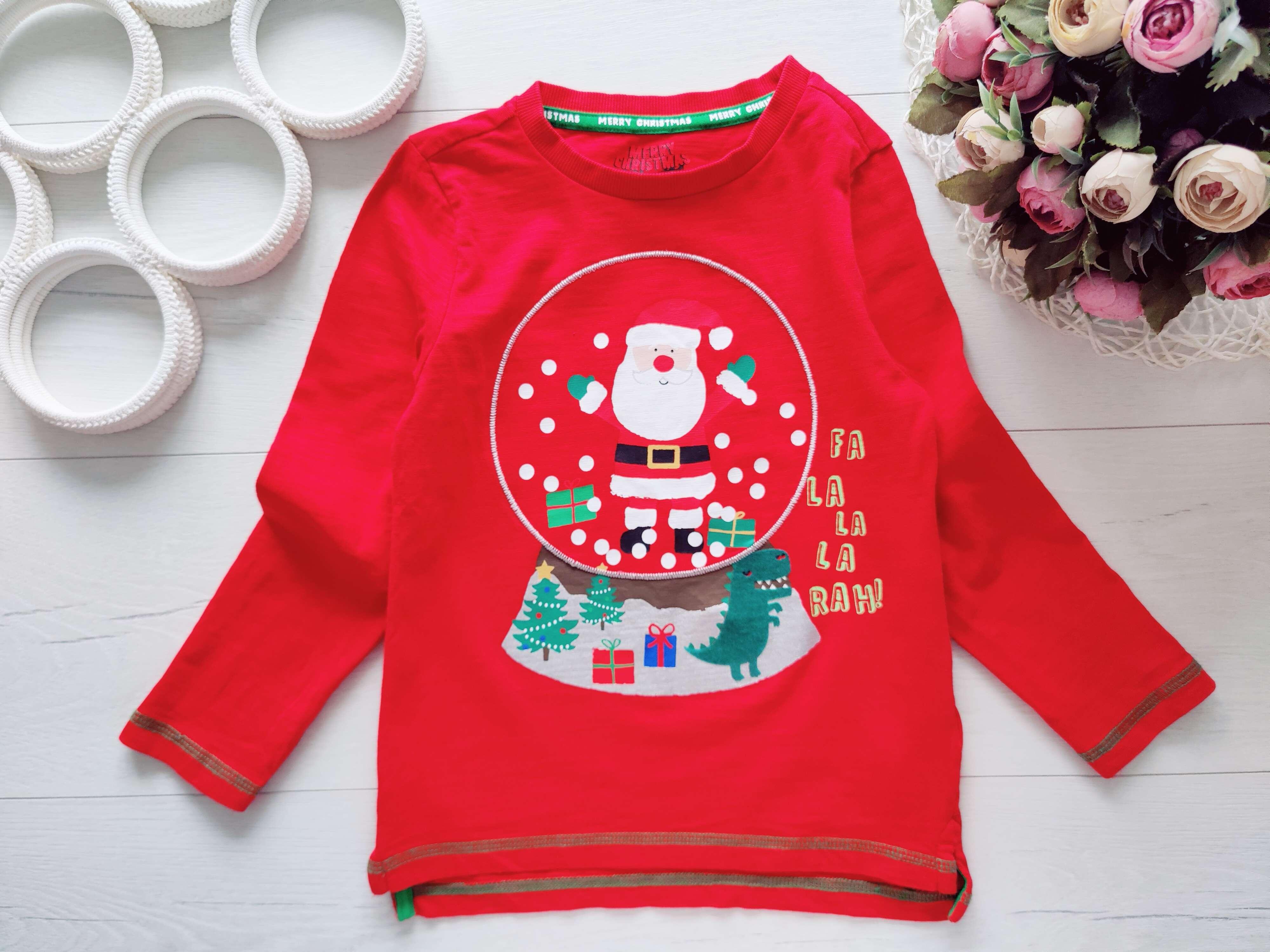 5,6 років, зріст 116 Новорічний реглан санта