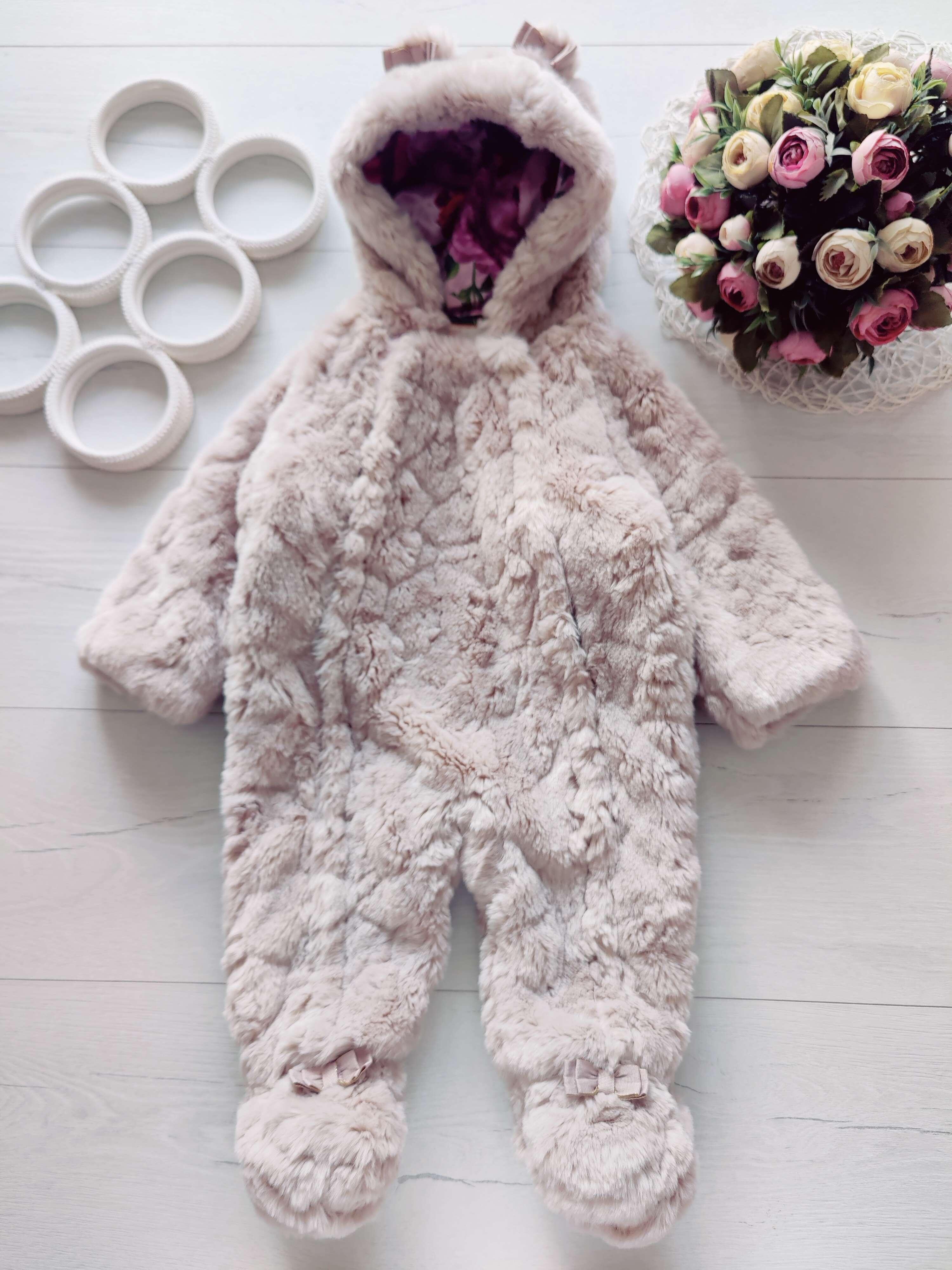 6,9 міс, зріст 74 Теплий комбінезон для дівчинки