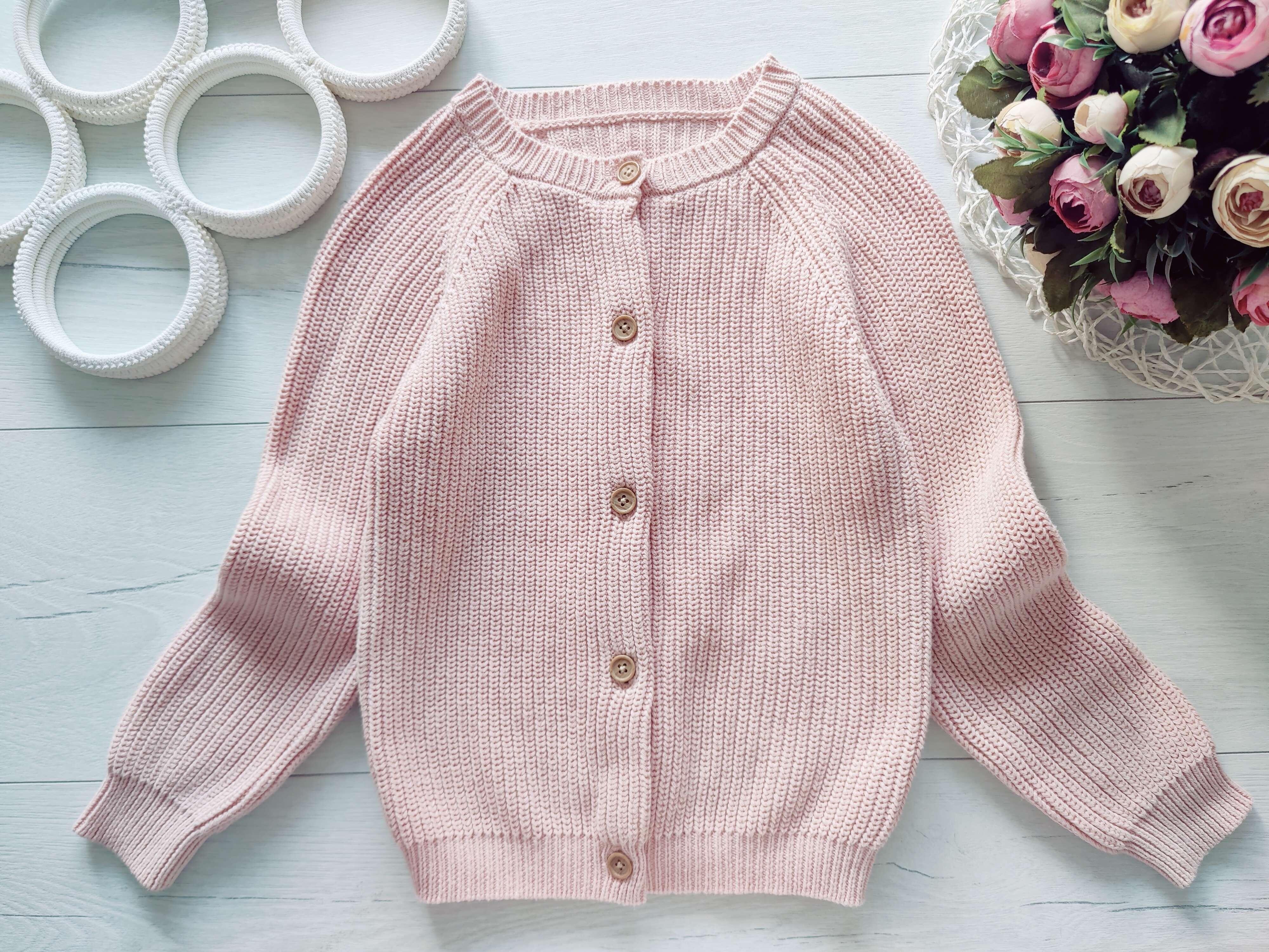 6,7 лет, рост 116,122 Вязаная детская кофта, котон