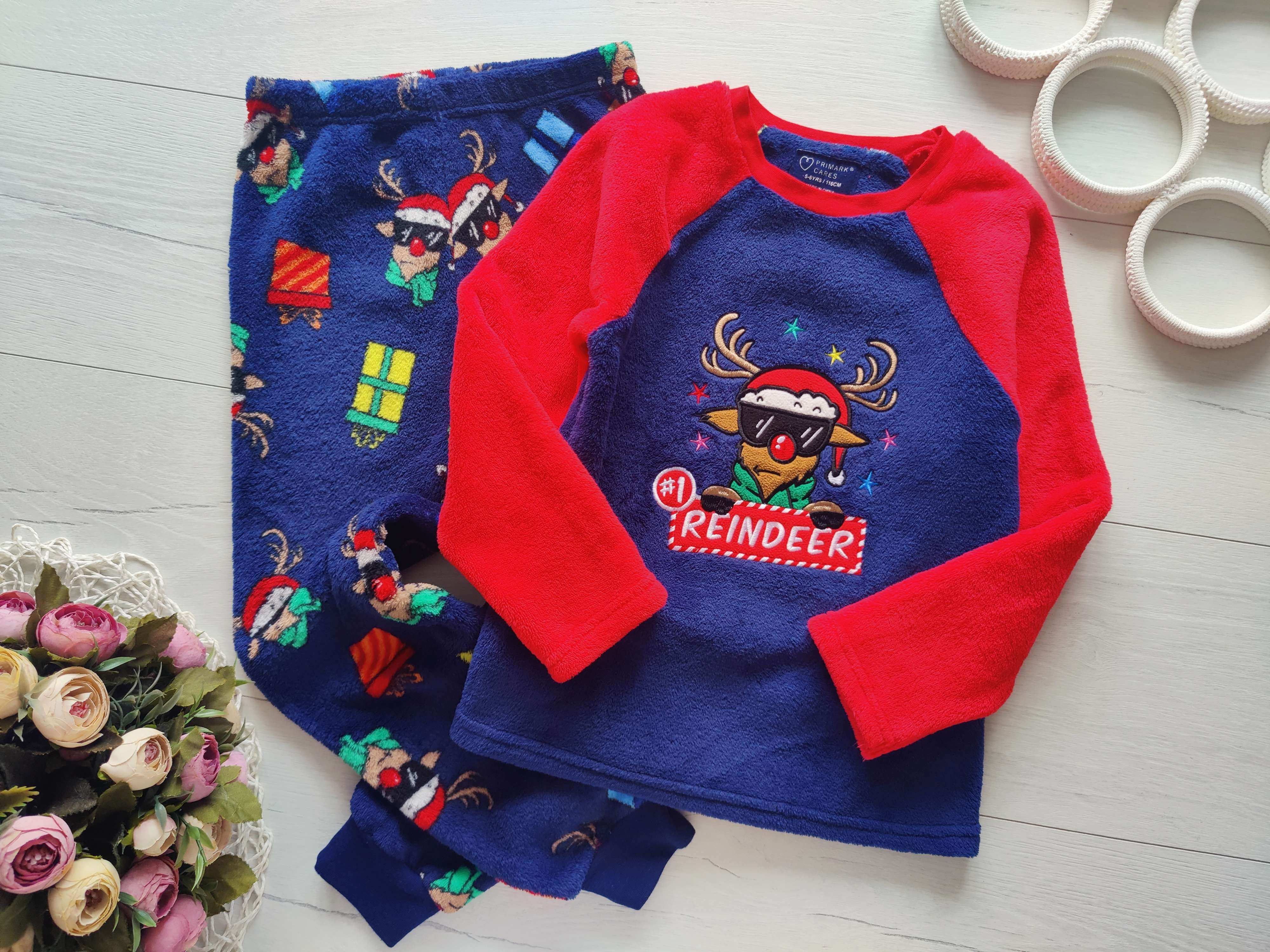 5,6 років, зріст 116 Тепла махрова піжама з оленем