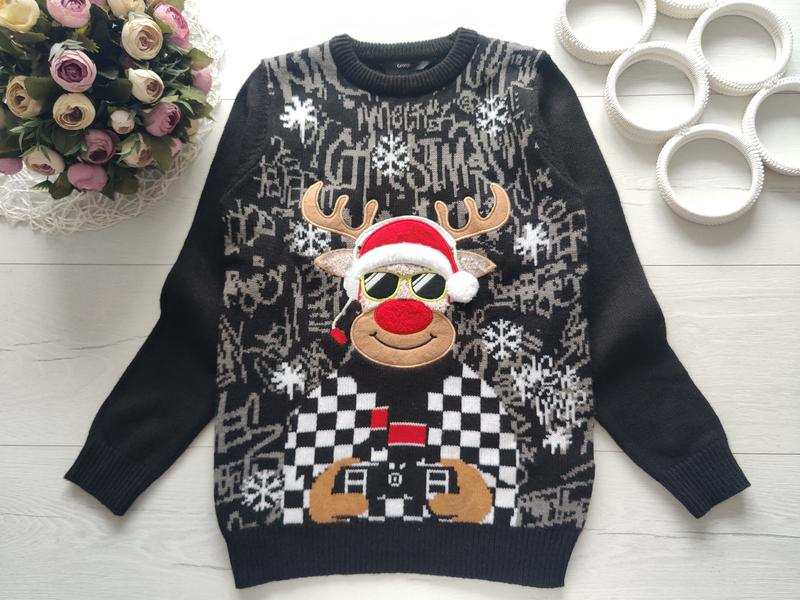 10,11 років зріст 140,146 Новорічний светр з оленем дитячий