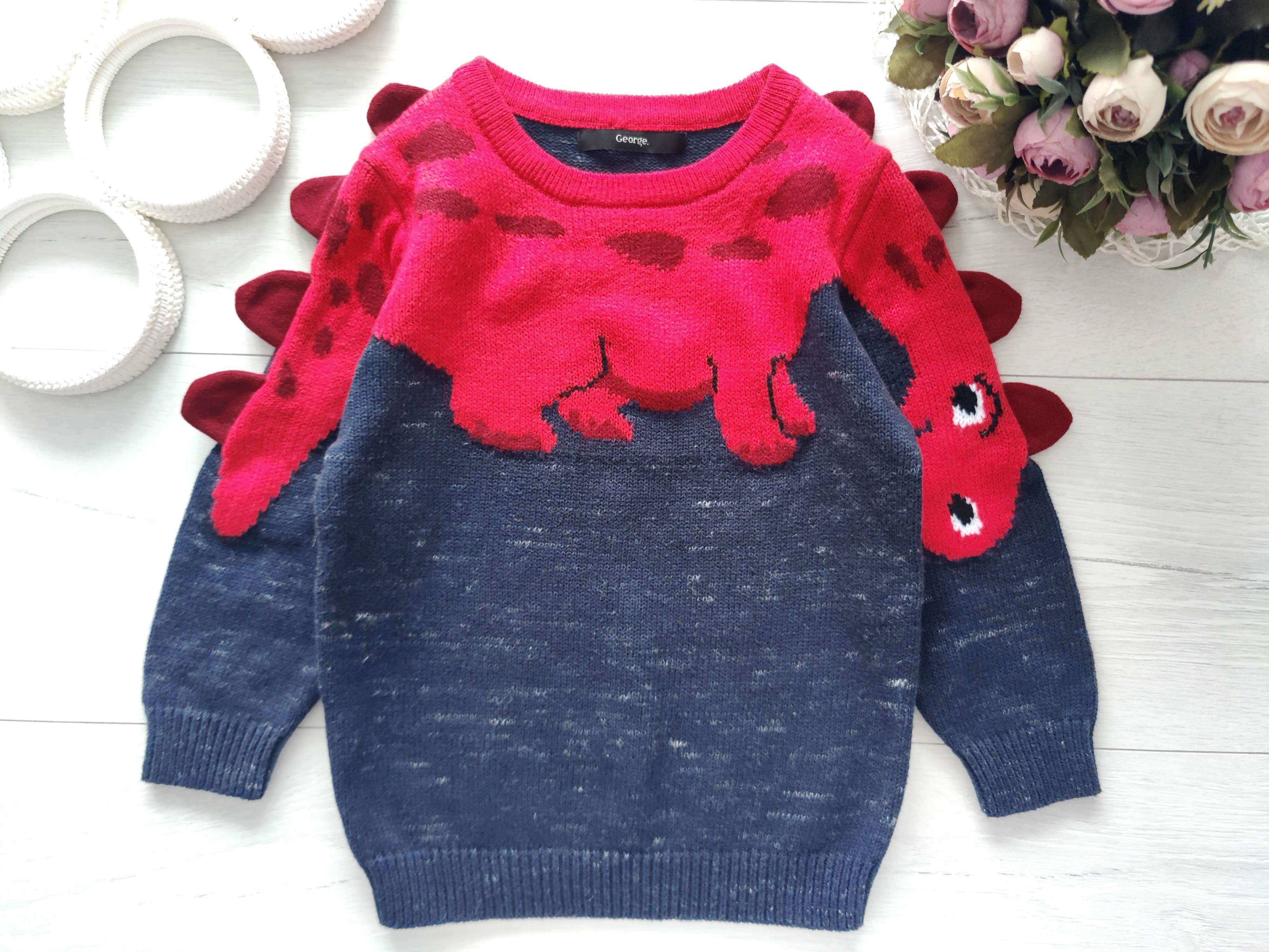 3,4 года, рост 98,104 Свитер с динозавром для мальчика