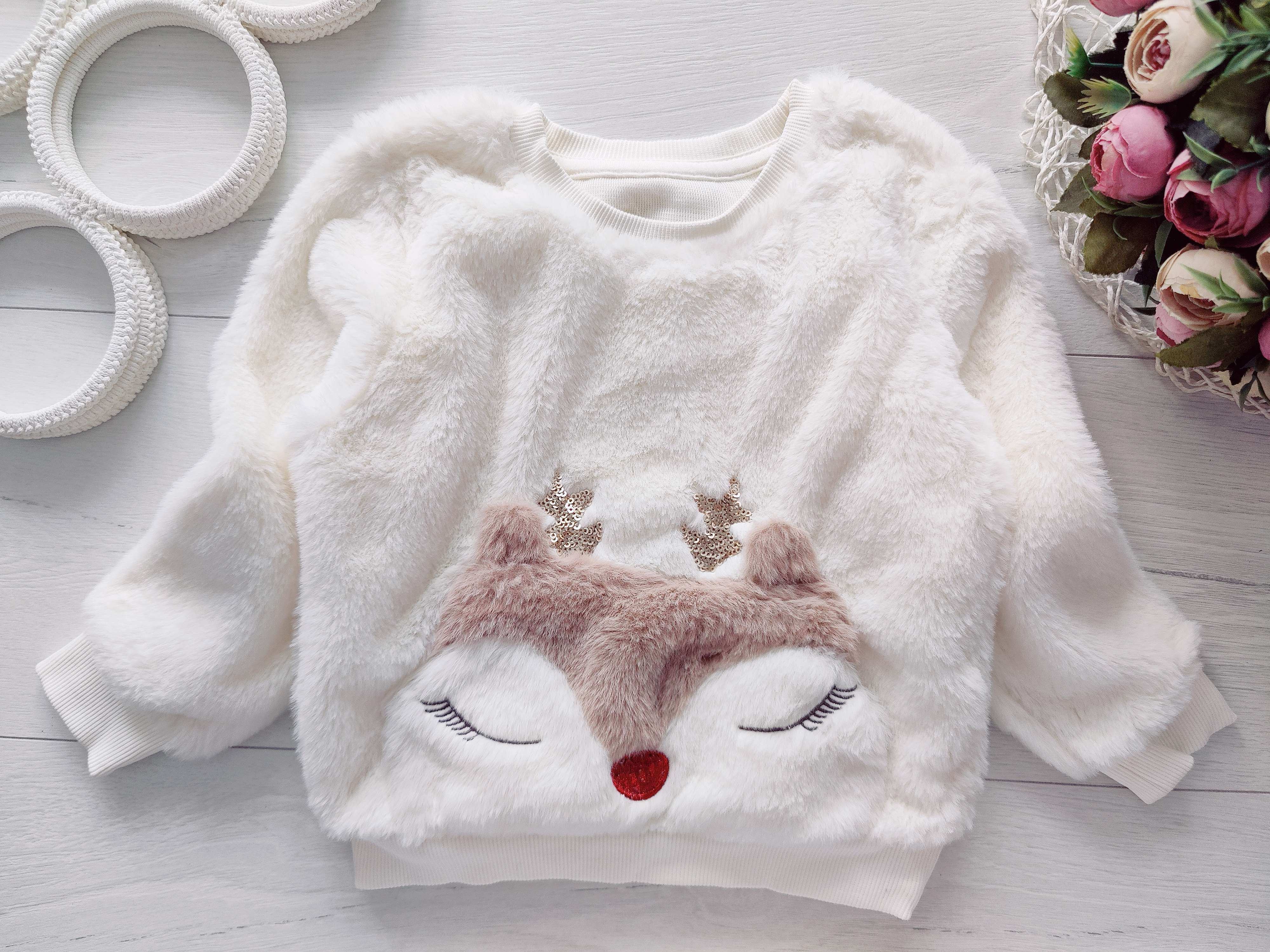 2,3 роки, зріст 92,98 Кофта хутряна з оленем