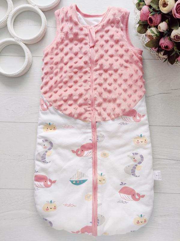 0-6 мес, рост 56-68 Спальный мешок для девочки на синтепоне