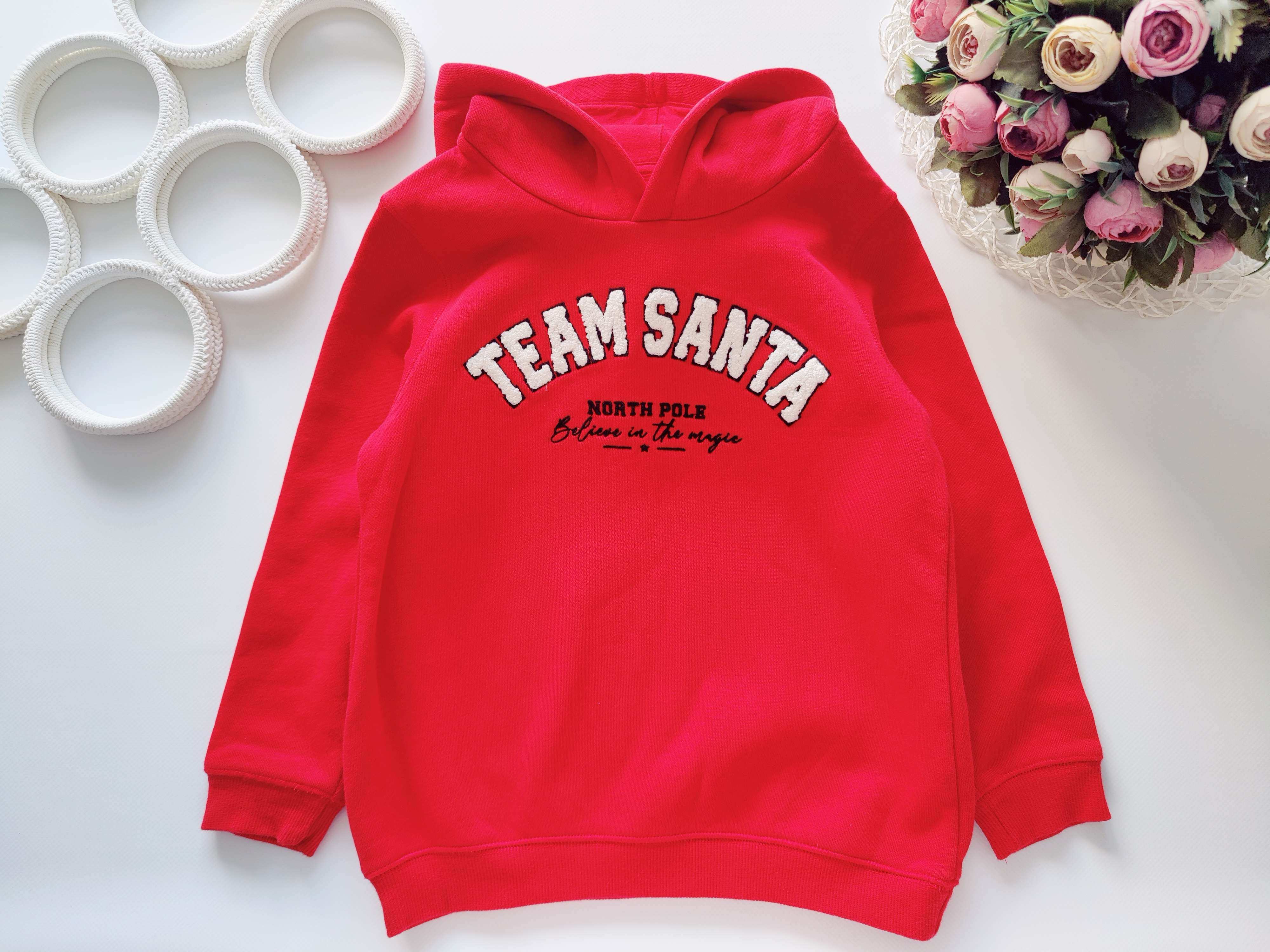 5,6 лет, рост 110,116 Красное детское худи на флисе