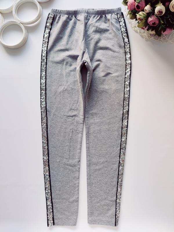 11,12 років, зріст 146,152 Лосини з блискучими лампасами з паєток