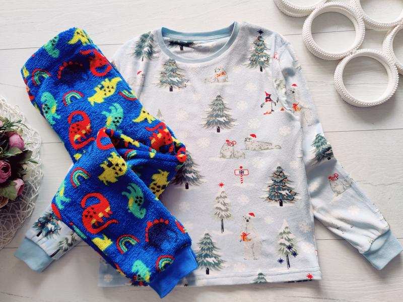 7,8 лет, рост 122,128 Теплая наборная детская пижама