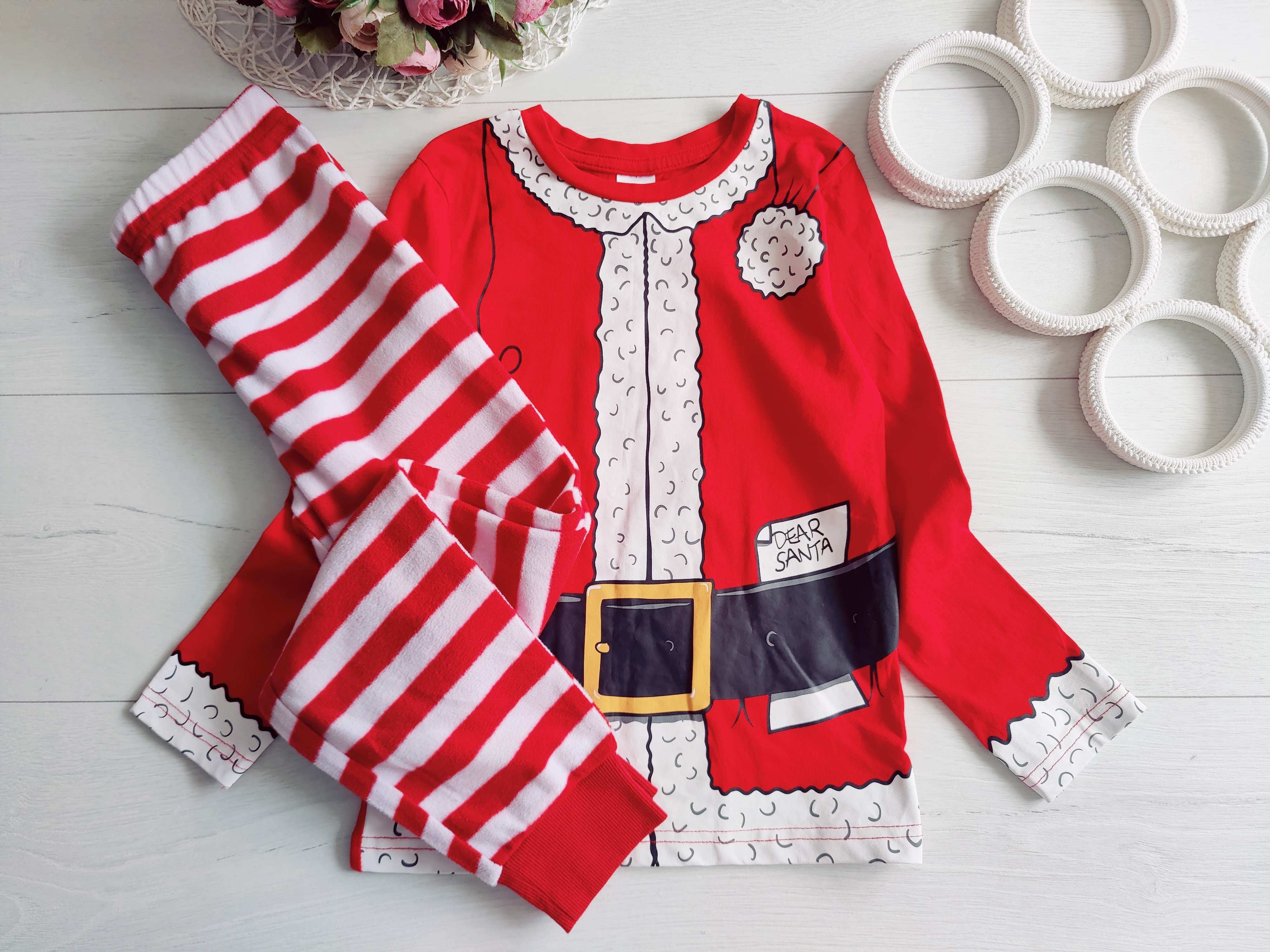 7,8 лет, рост 122,128 Новогодняя наборная пижама санта для мальчика
