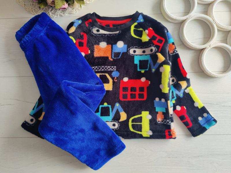 4,5 лет, рост 104,110 Теплая детская пижама для мальчика