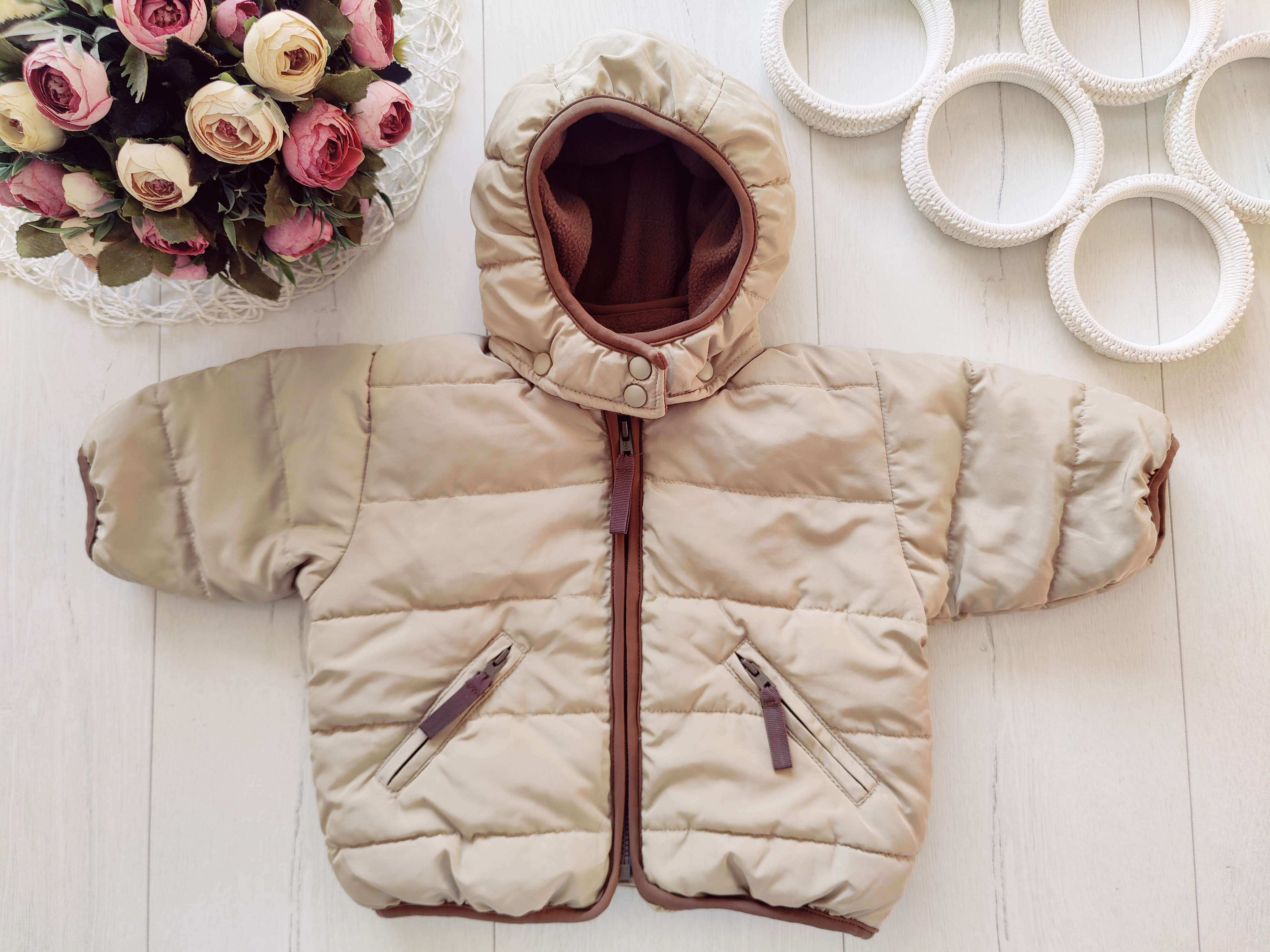 2-4 міс, зріст 62 Тепла курточка на фінтепоні, фліс