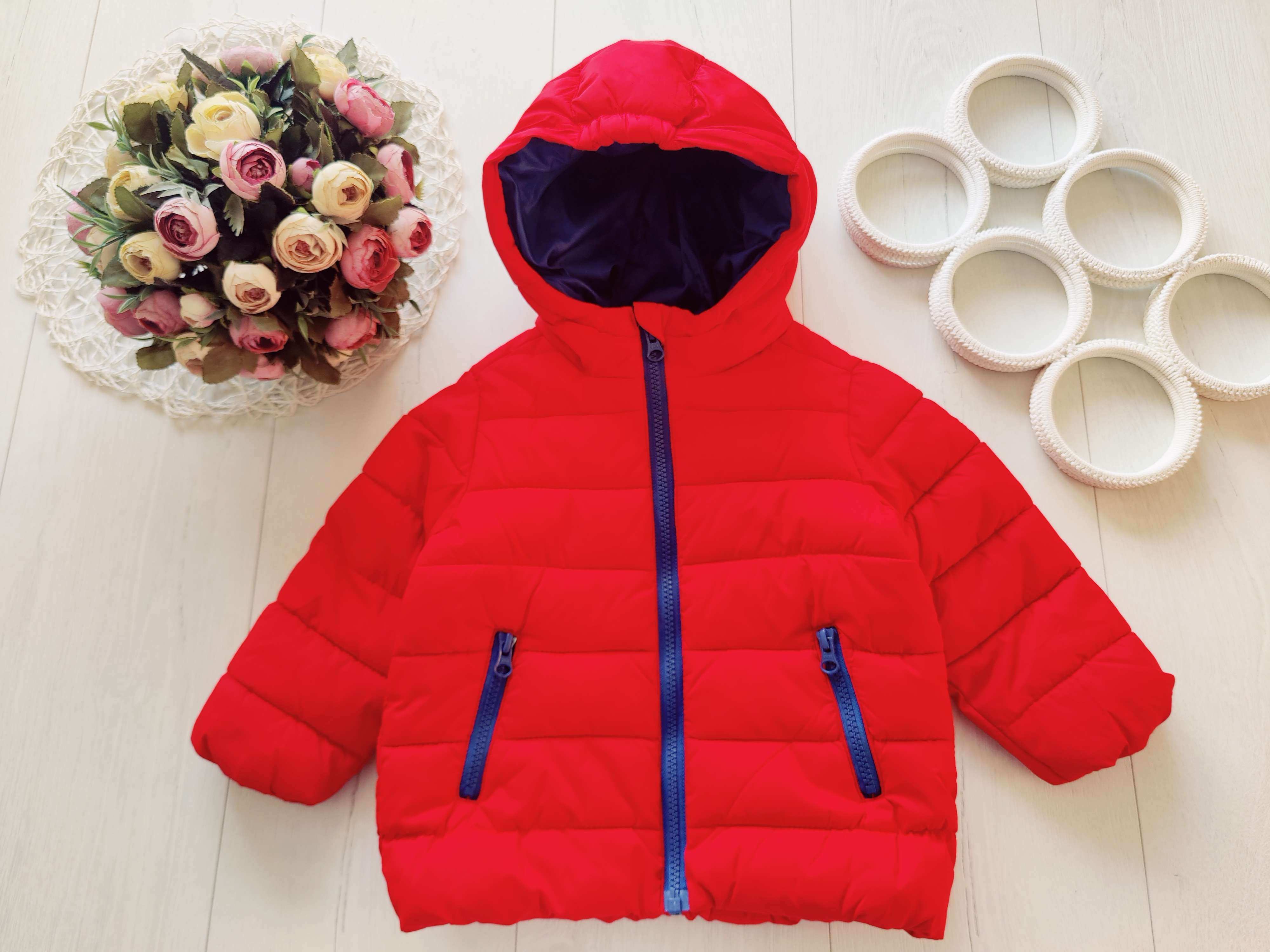 1-2 года, рост 80 Теплая демисезонная курточка на синтепоне