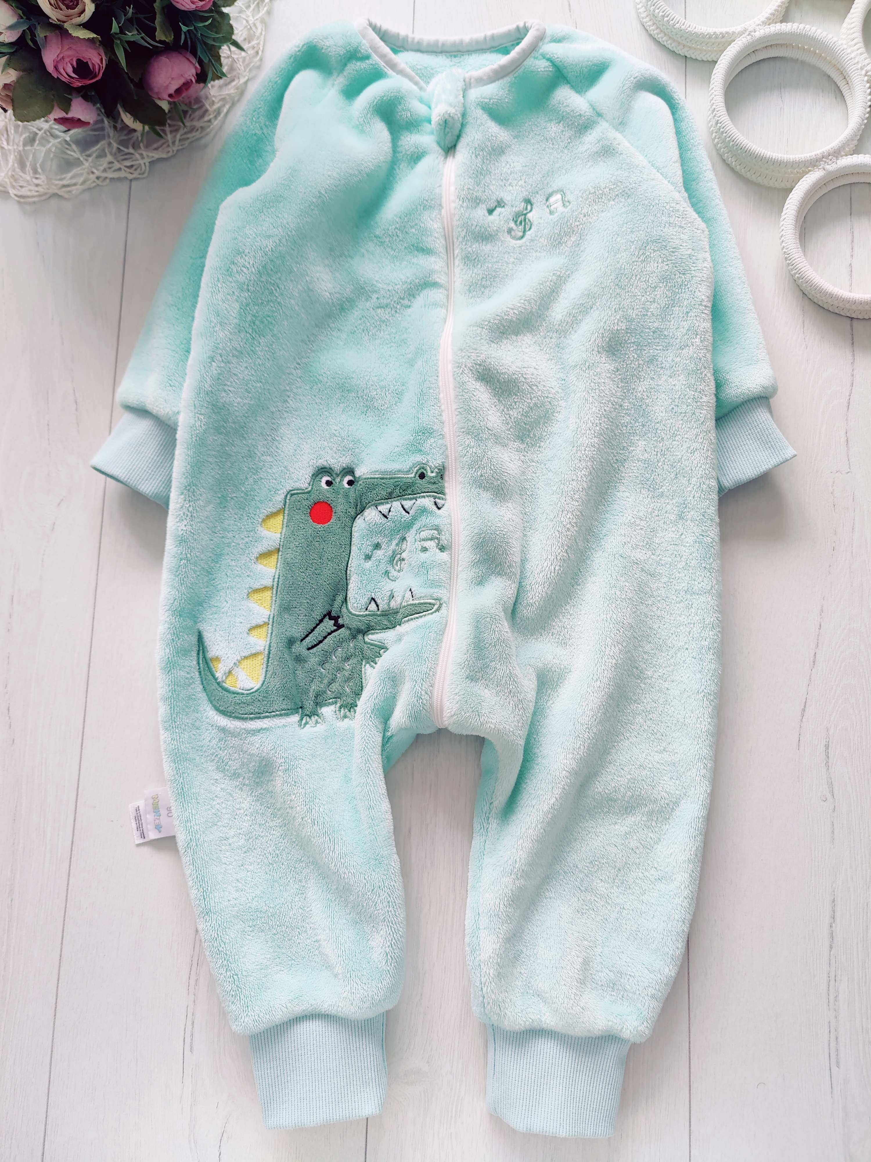 1-2 года, рост 90 Теплый махровый кигуруми человечек