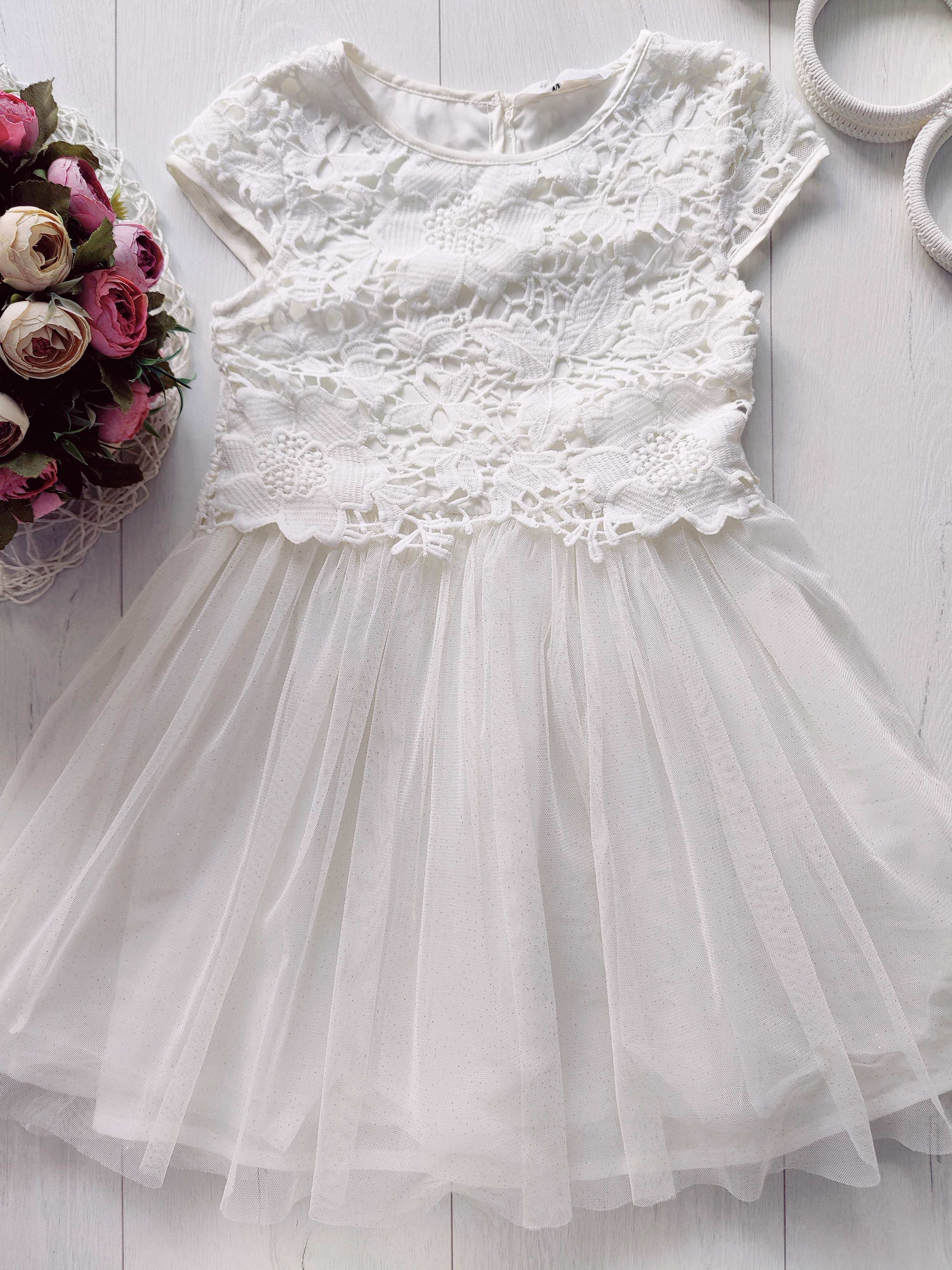 7,8 лет, рост 128 Красивое нарядное детское платье фатин