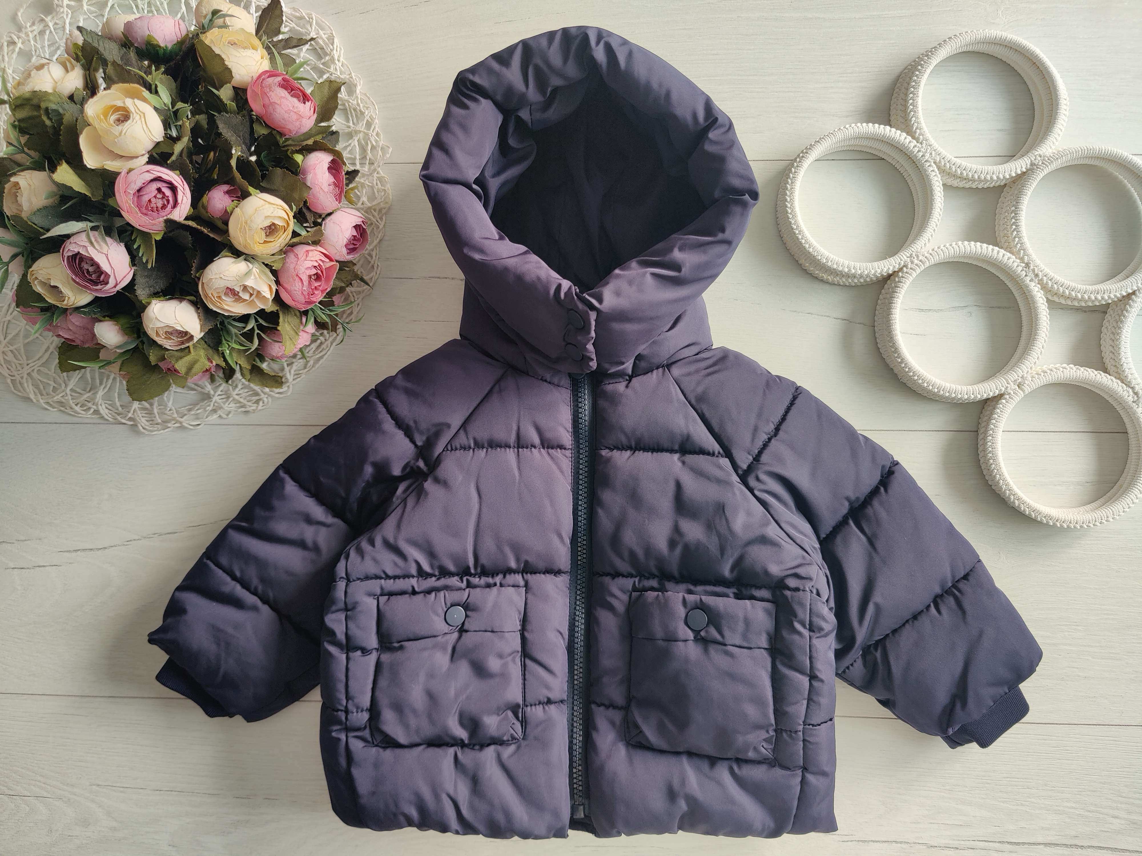 6,9 міс, зріст 74 Тепла курточка на синтепоні, фліс