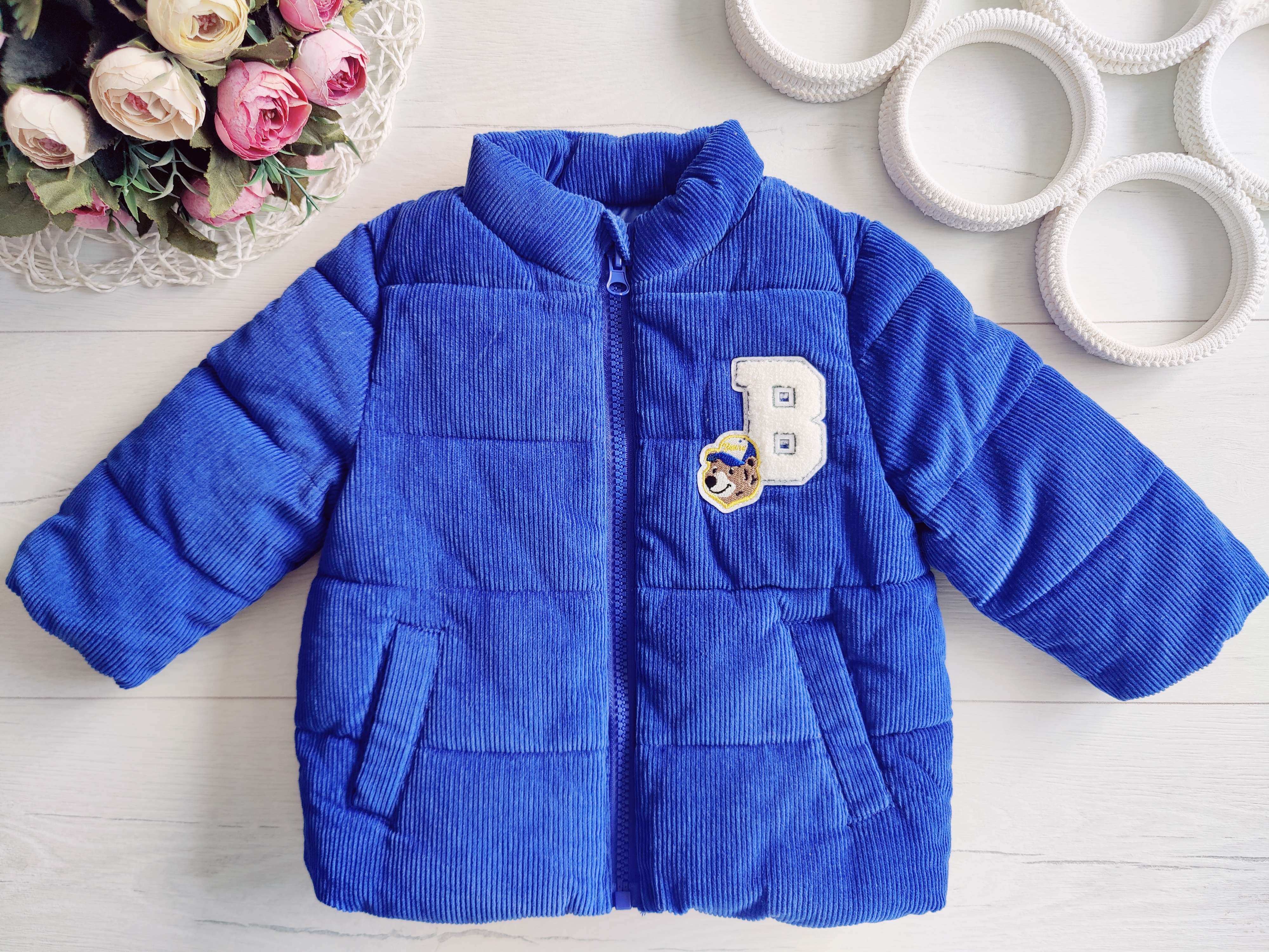 6,9 мес, рост 72 Теплая курточка на синтепоне вельветовая