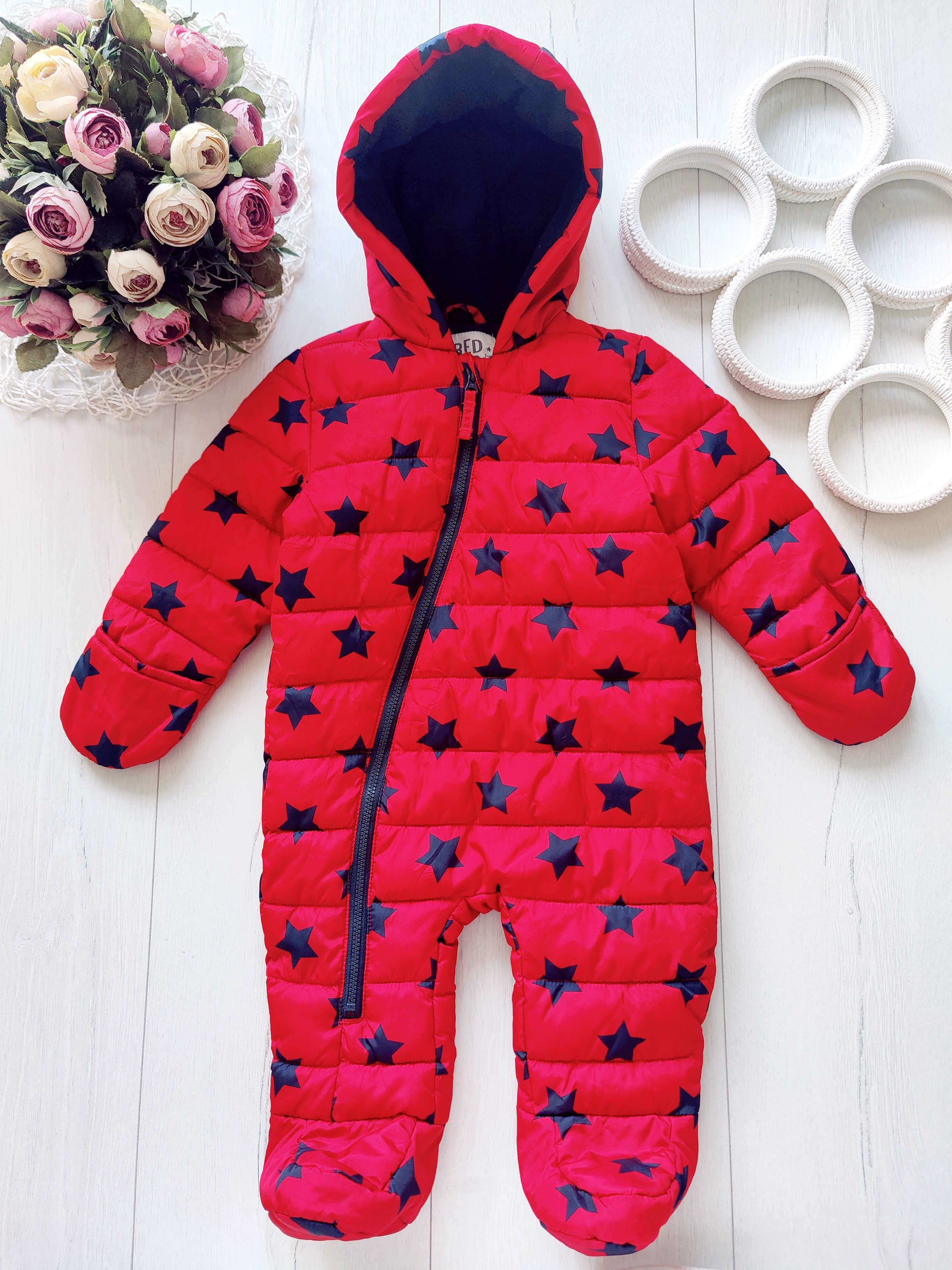 3,6 міс, Демісезонний теплий комбінезон на синтепоні, фліс