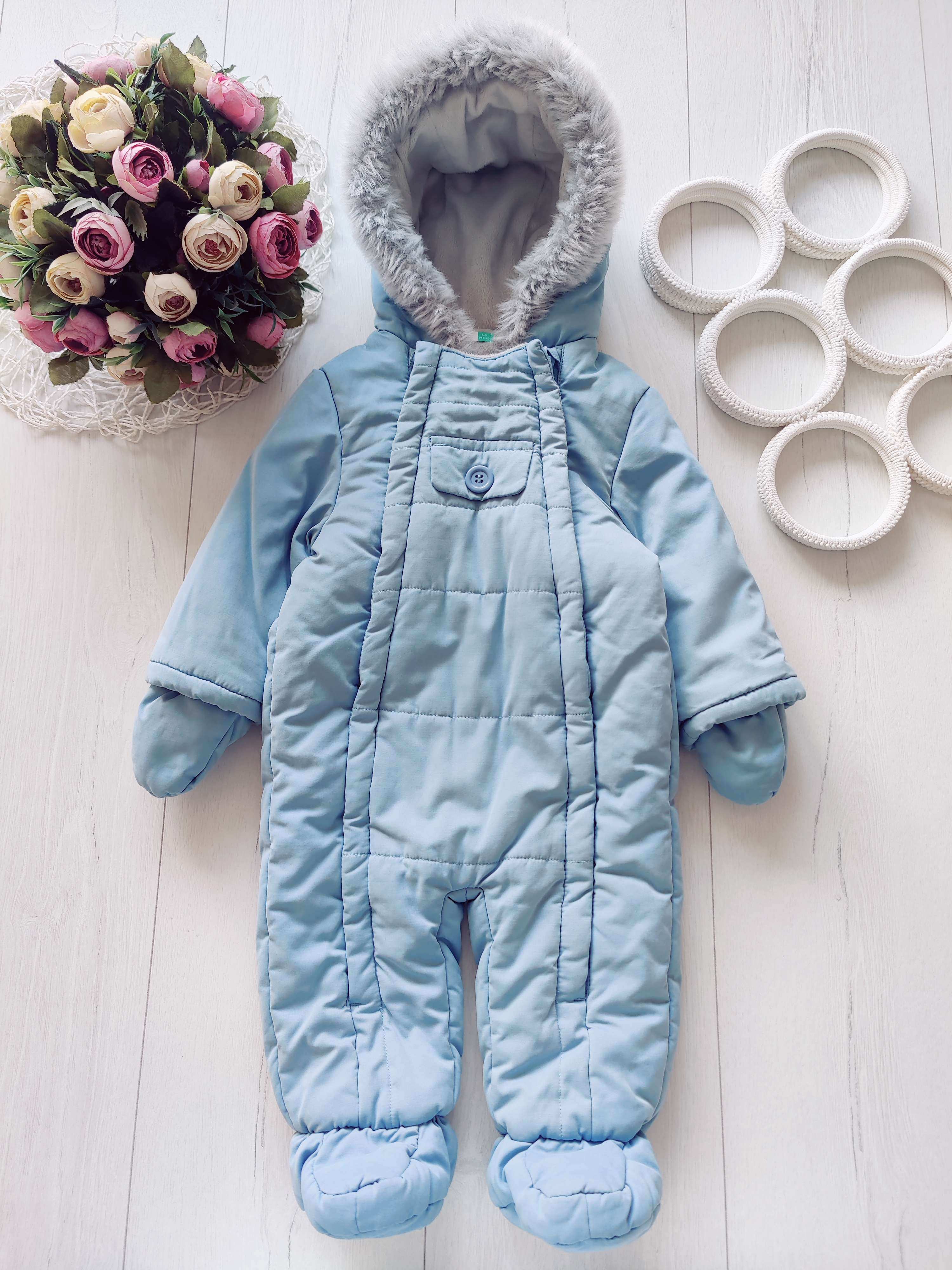 6-9 мес, Теплый комбинезон на сиетнепоне для мальчика