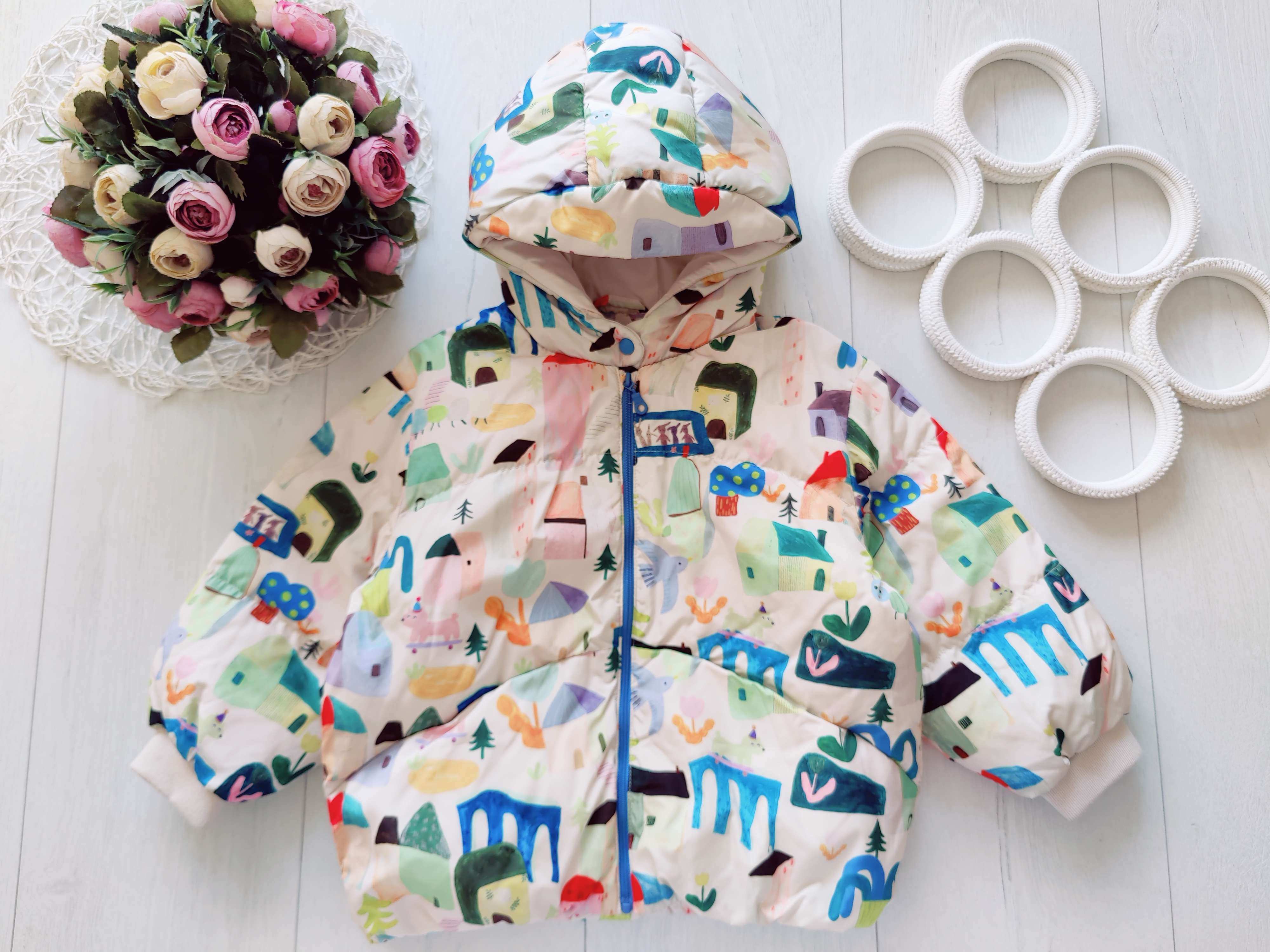 3 роки, зріст 98 Тепла демісезонна курточка на синтепоні оверсайз