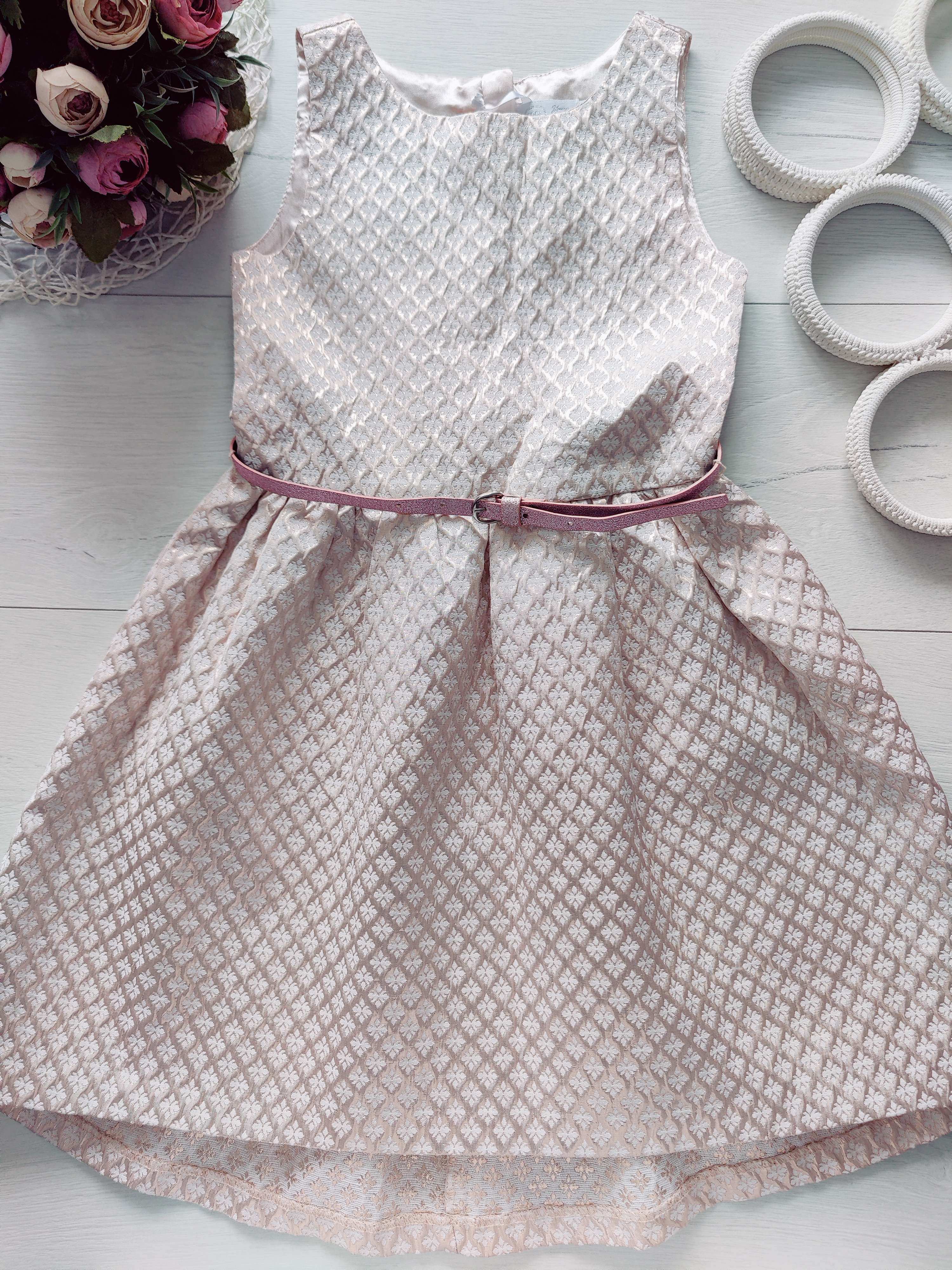 8 років, зріст 128 Ошатне дитяче плаття для дівчинки золото