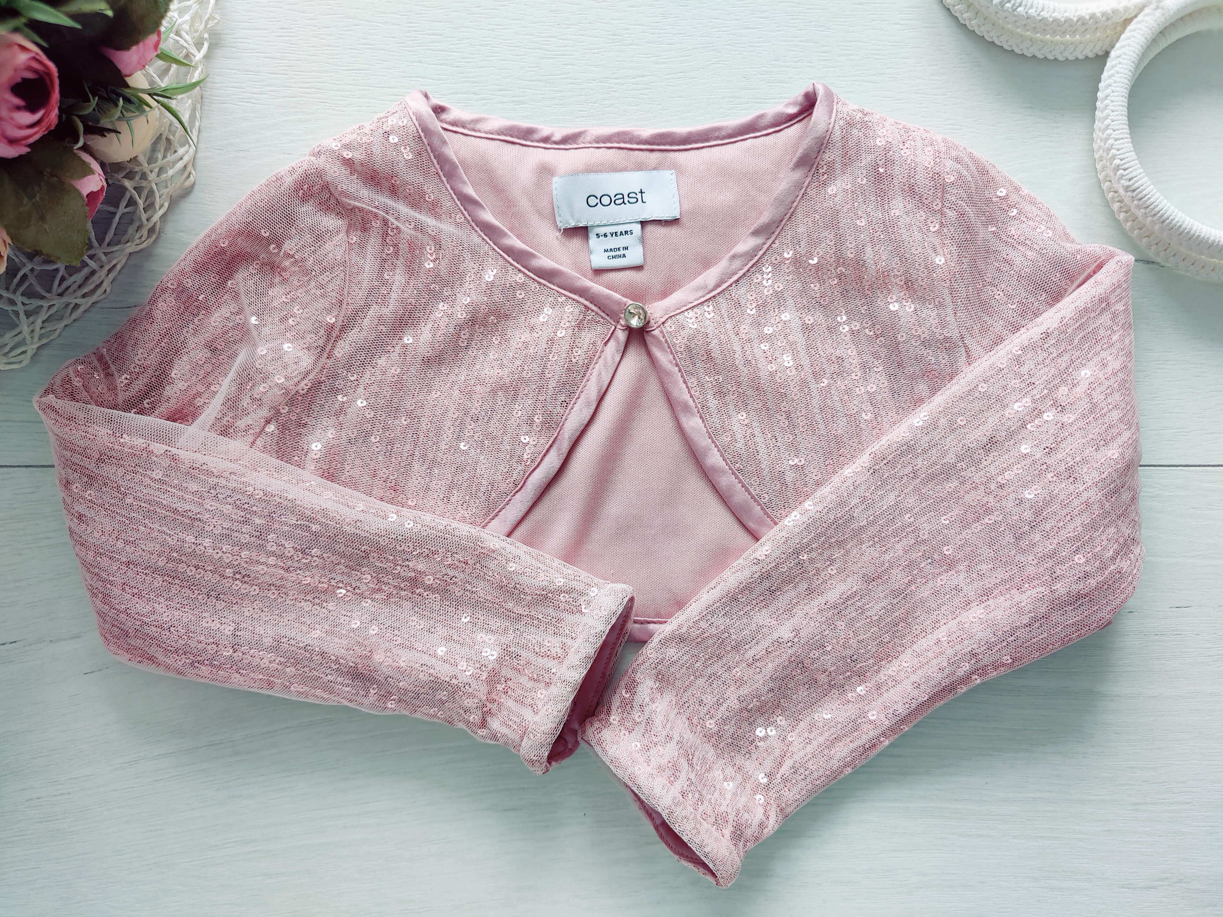 5,6 років, зріст 110,116 Дитяче ошатне болеро ніжно рожеве