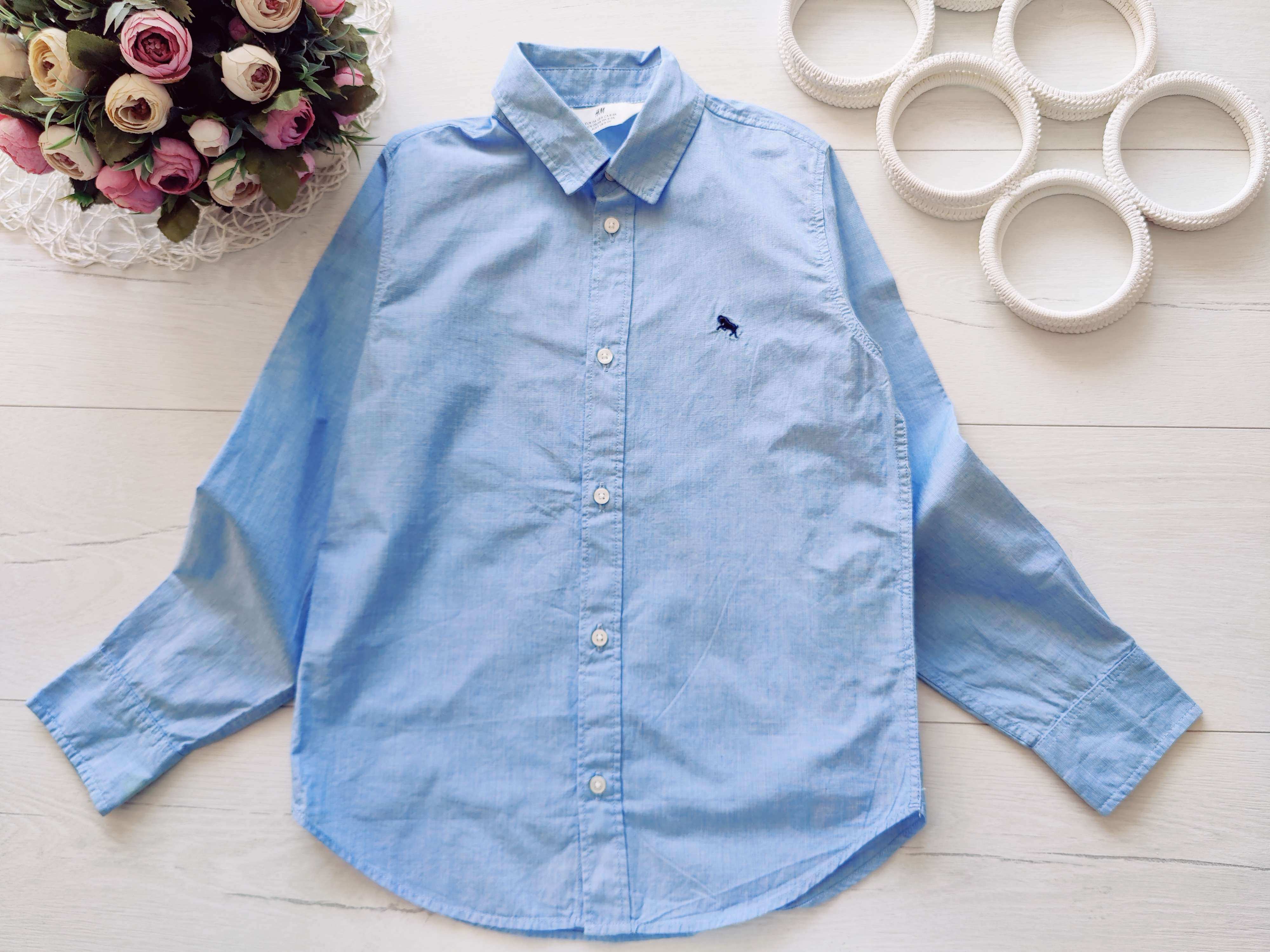 8,9 років, зріст 134 Блакитна сорочка з рукавами