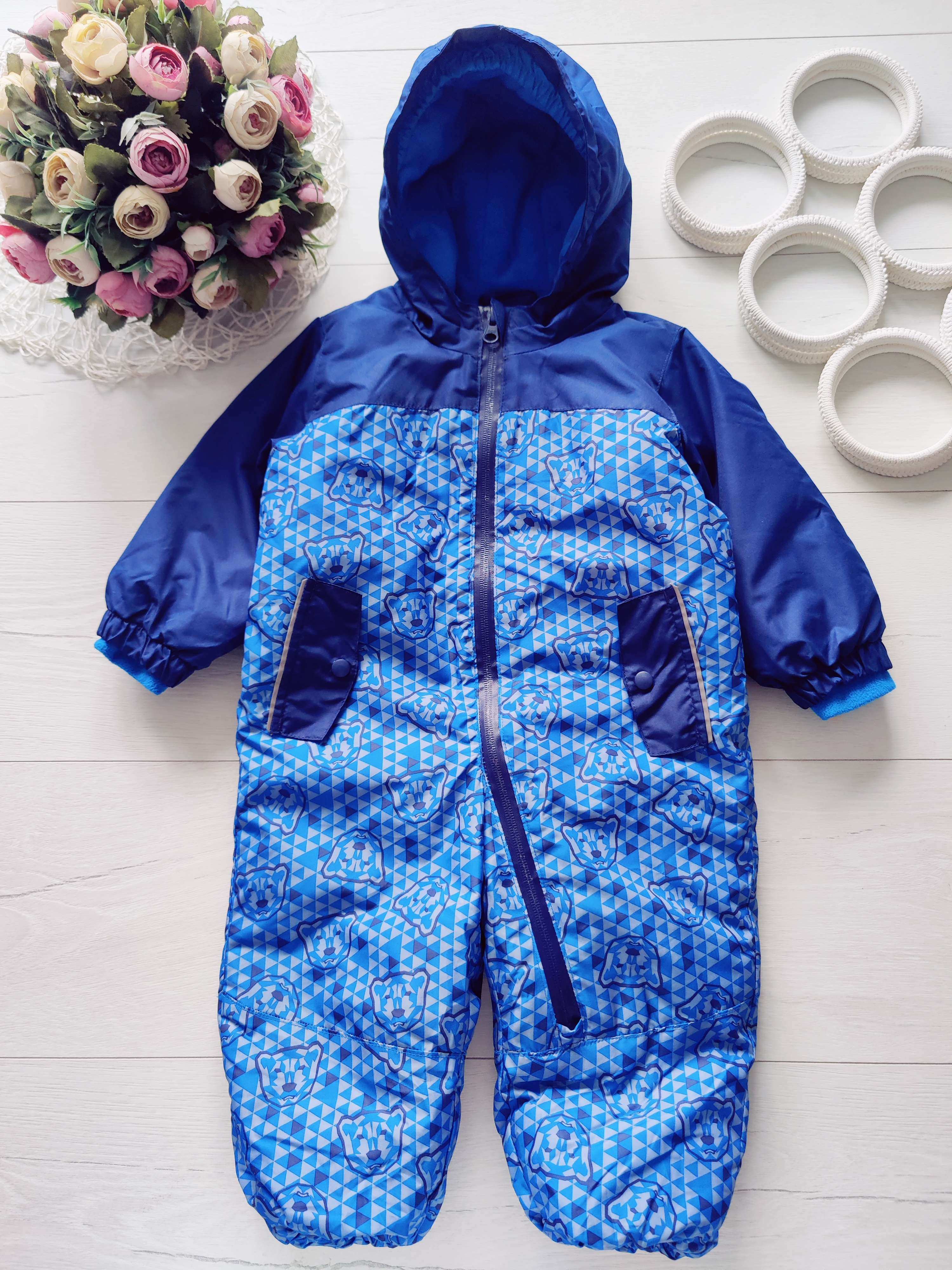 9,12 міс, Теплий мембранний комбінезон на синтепоні, фліс