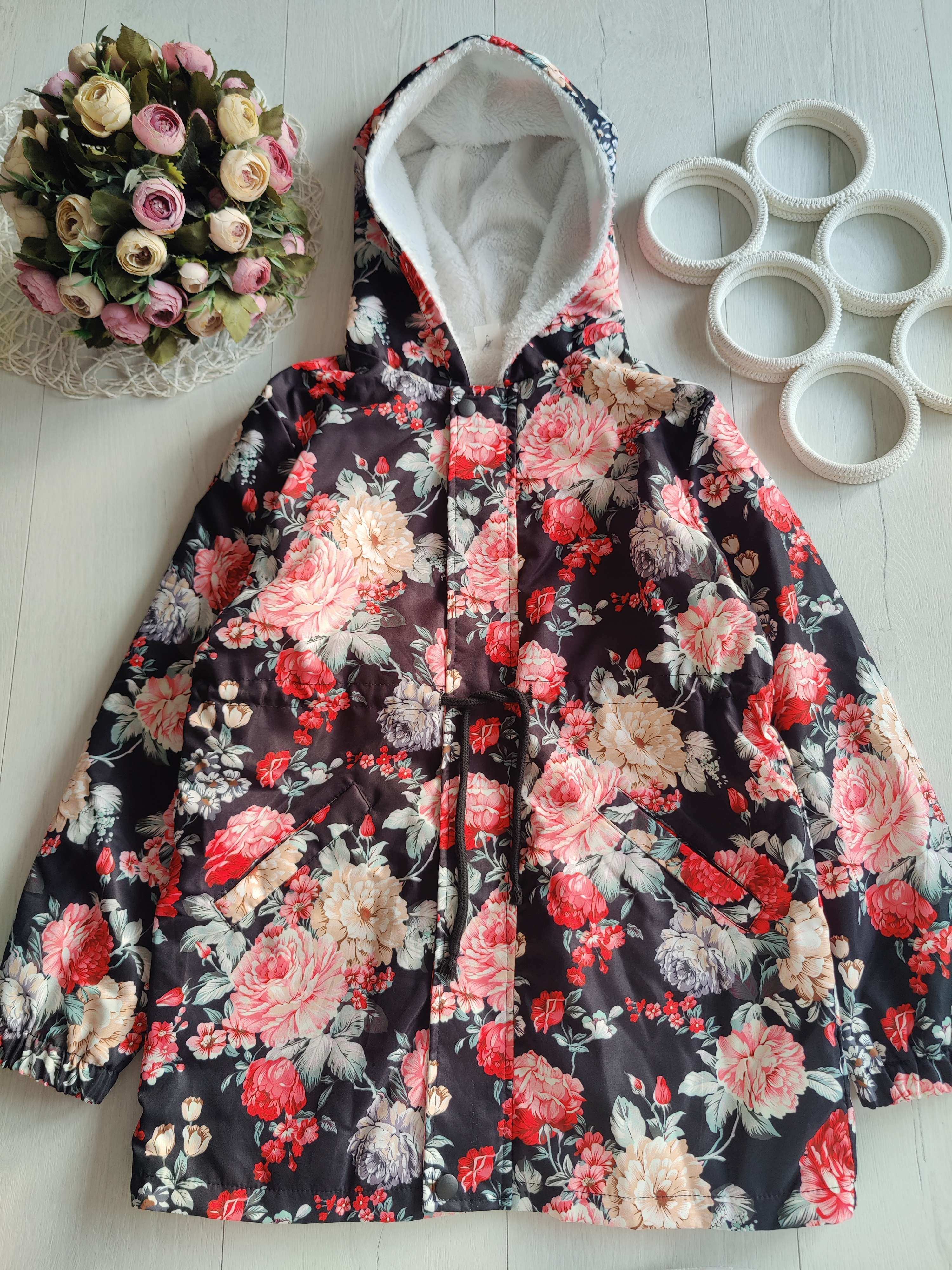 11 лет, рост 146 Цветочная деми куртка