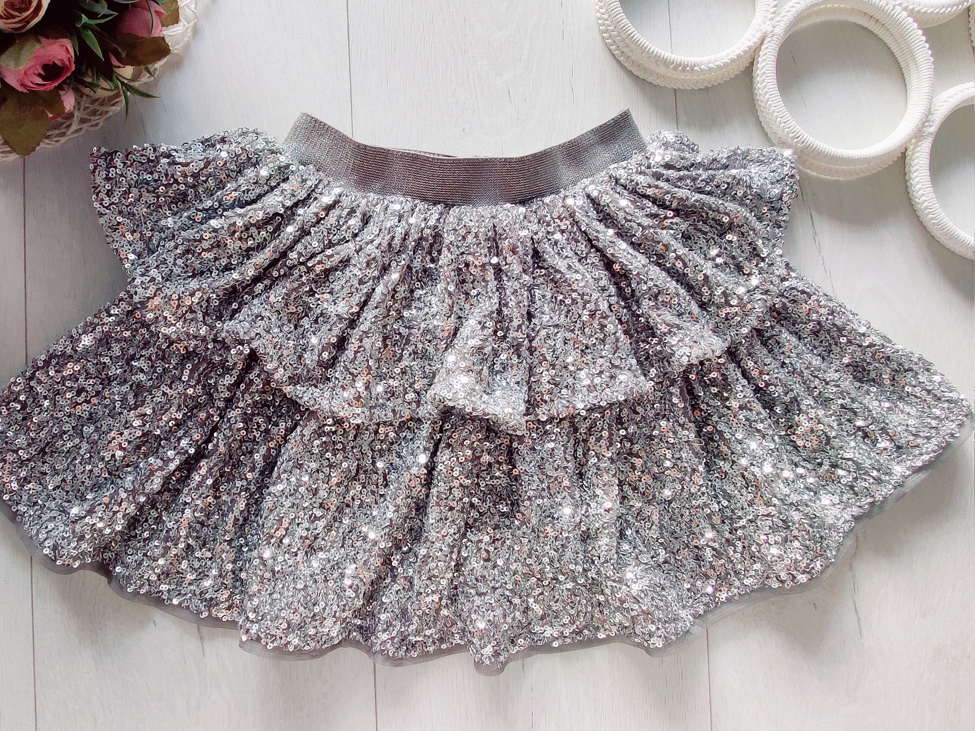 1,2 года, рост 80,92 Блестящая детская юбка в пайетках