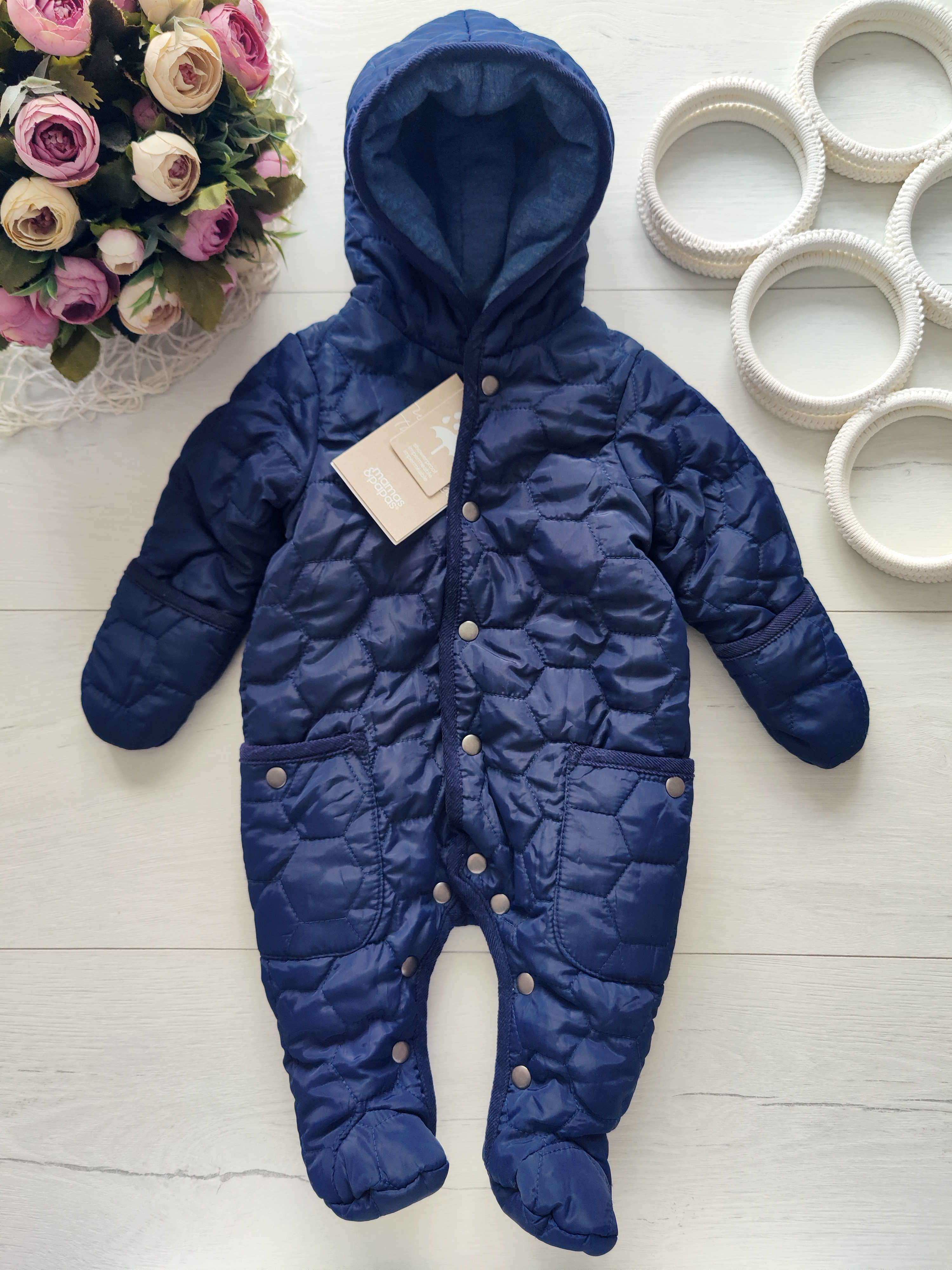 0-3 мес, Новый теплый демисезонный комбинезон на синтепоне