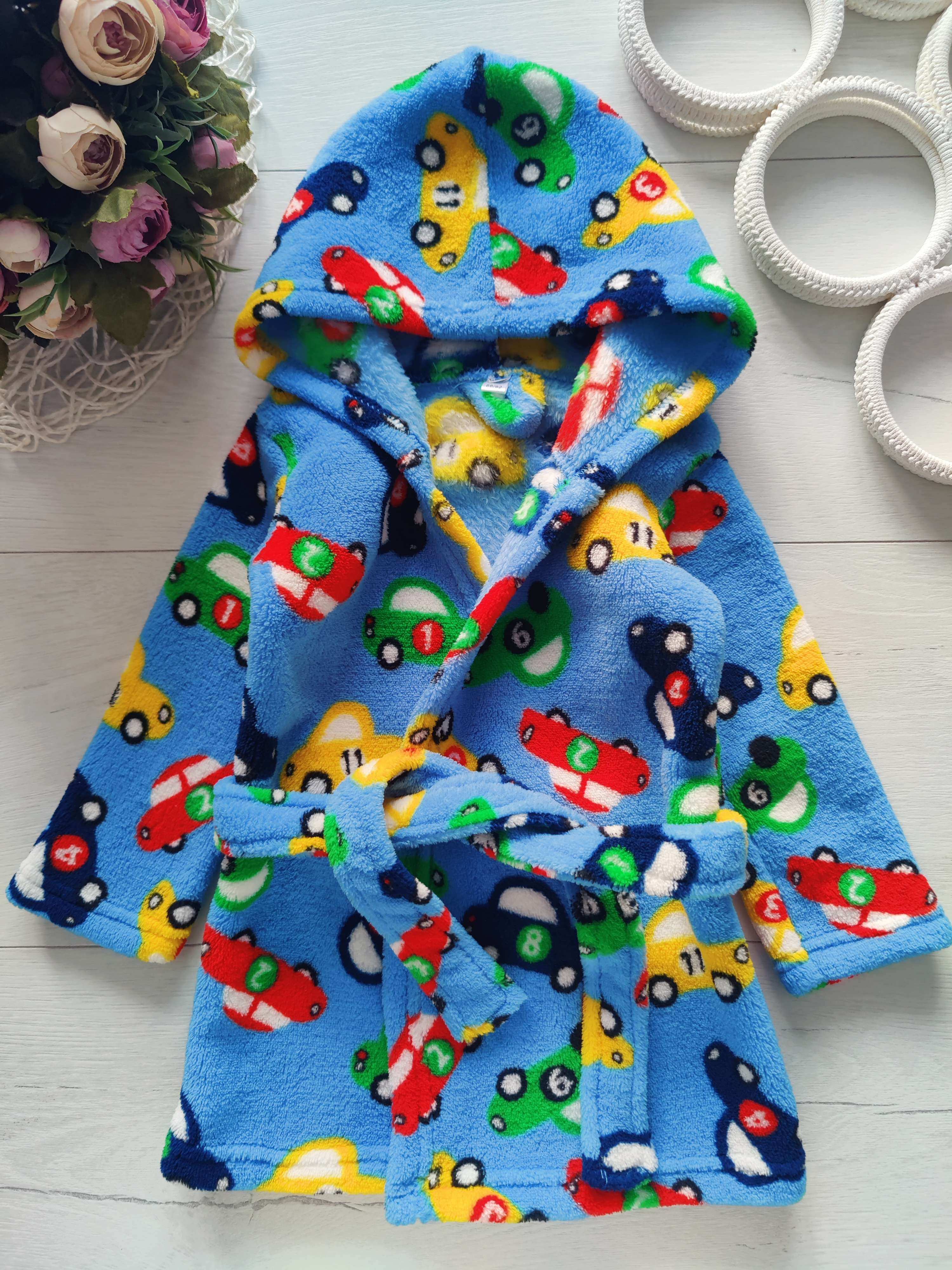 18,24 мес, рост 86,92 Халат в машинках