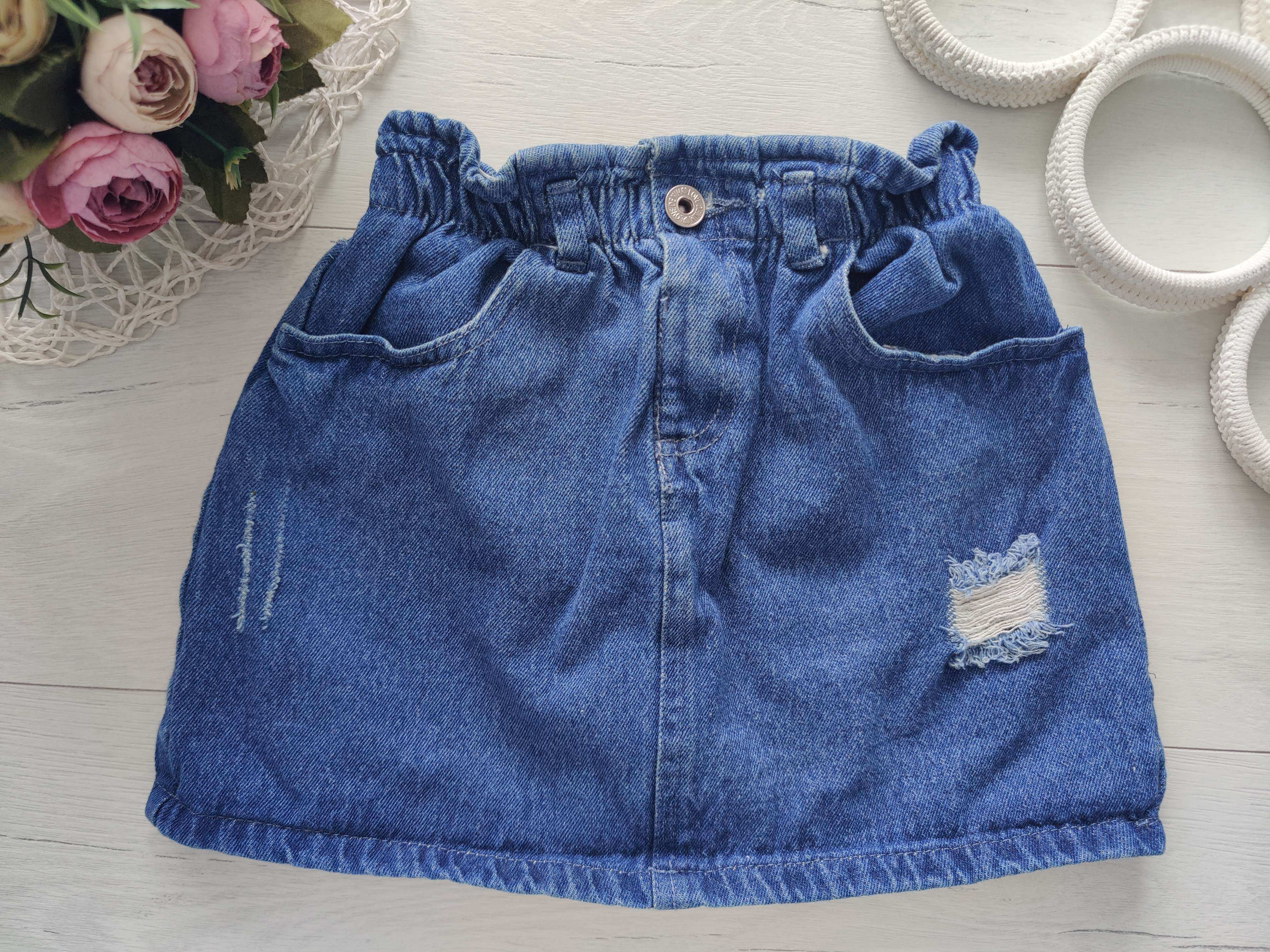 7,8 лет, рост 128 Детская джинсовая юбка на резинке