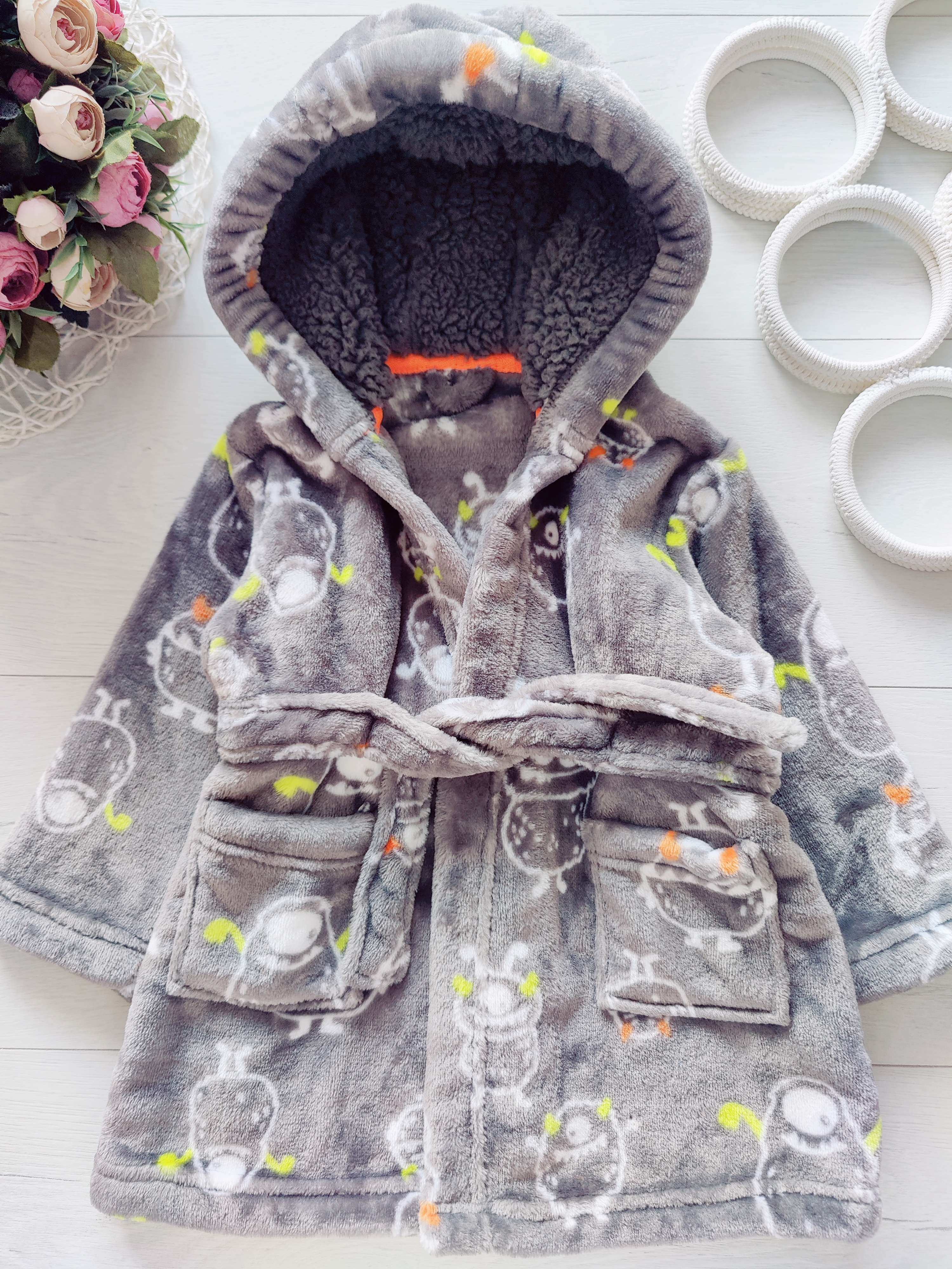 12,18 мес, рост 80,86 Теплый детский махровый халат