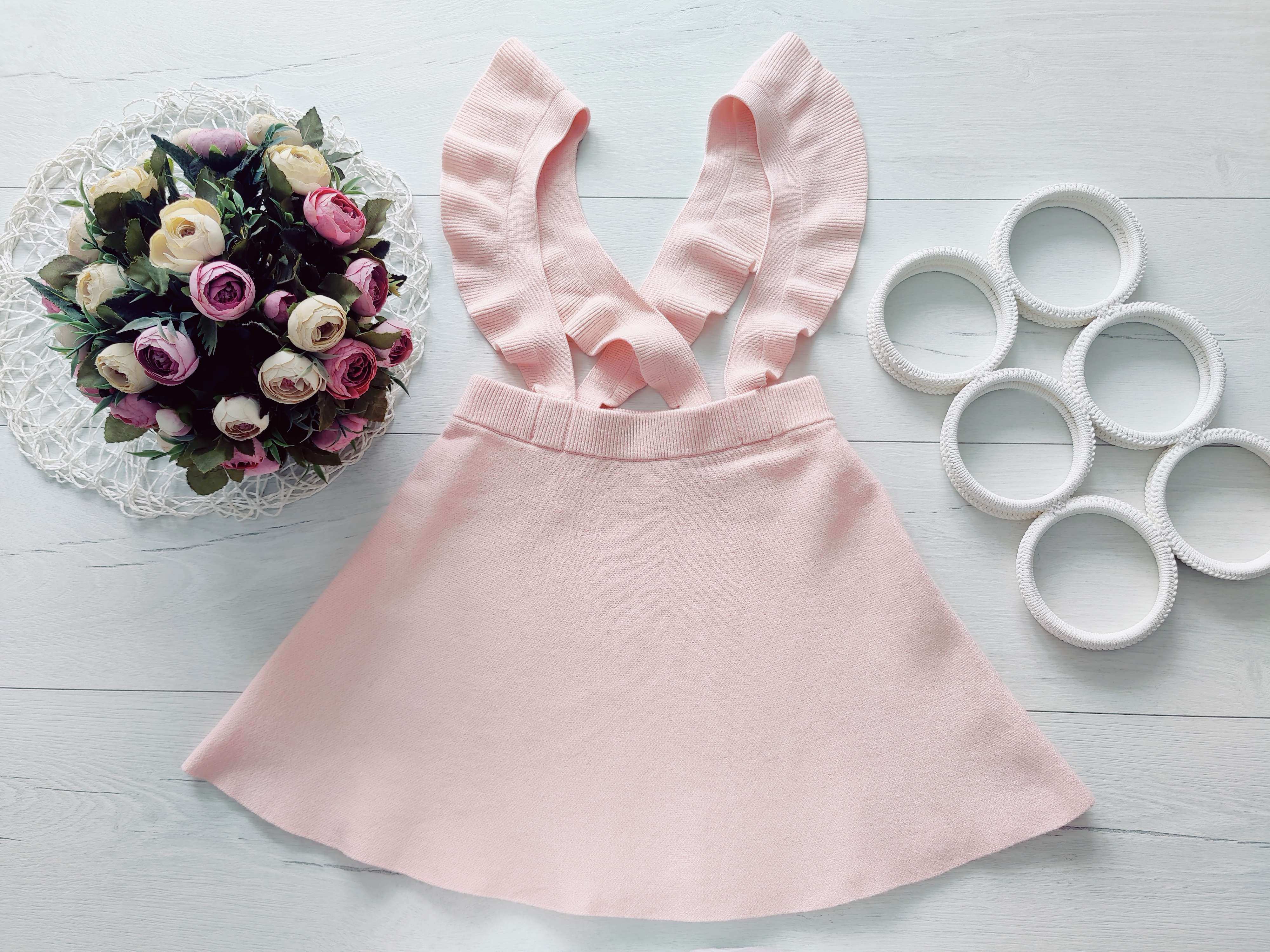 7,8 лет, рост 122,128 Красивая нежно розовая юбка- сарафан