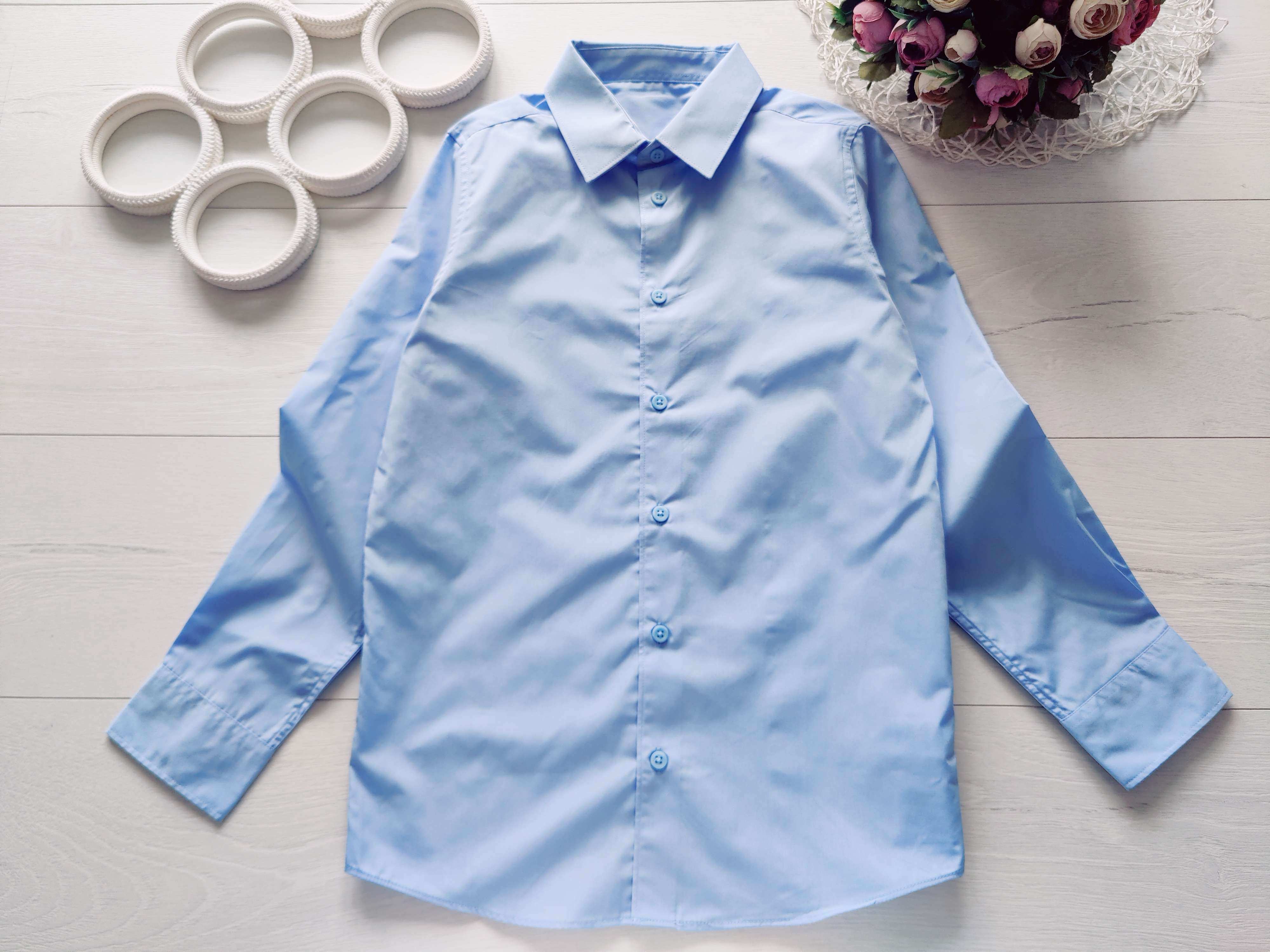 11,12 років, Нова дитяча блакитна сорочка з довгим рукавом