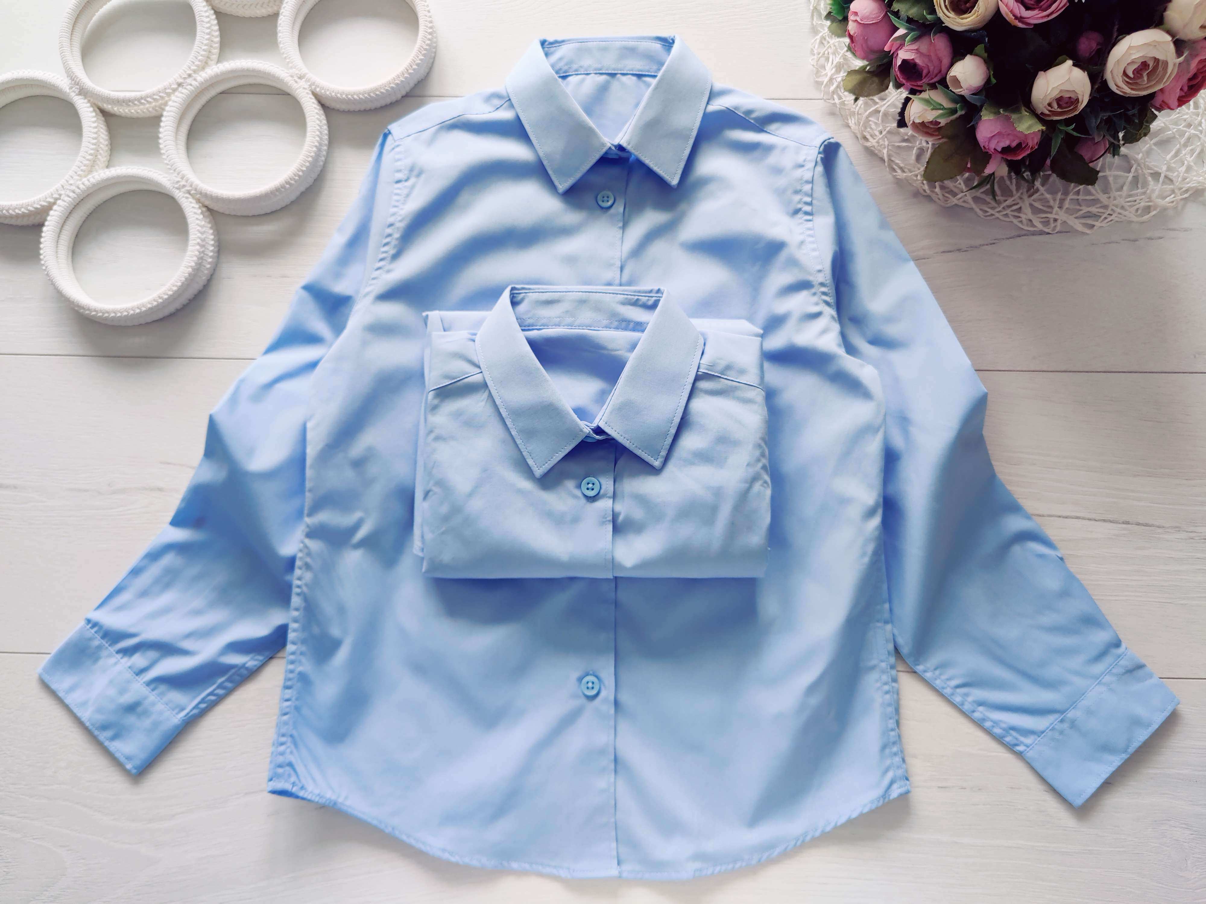 7,8 років, Нова дитяча блакитна сорочка з довгим рукавом