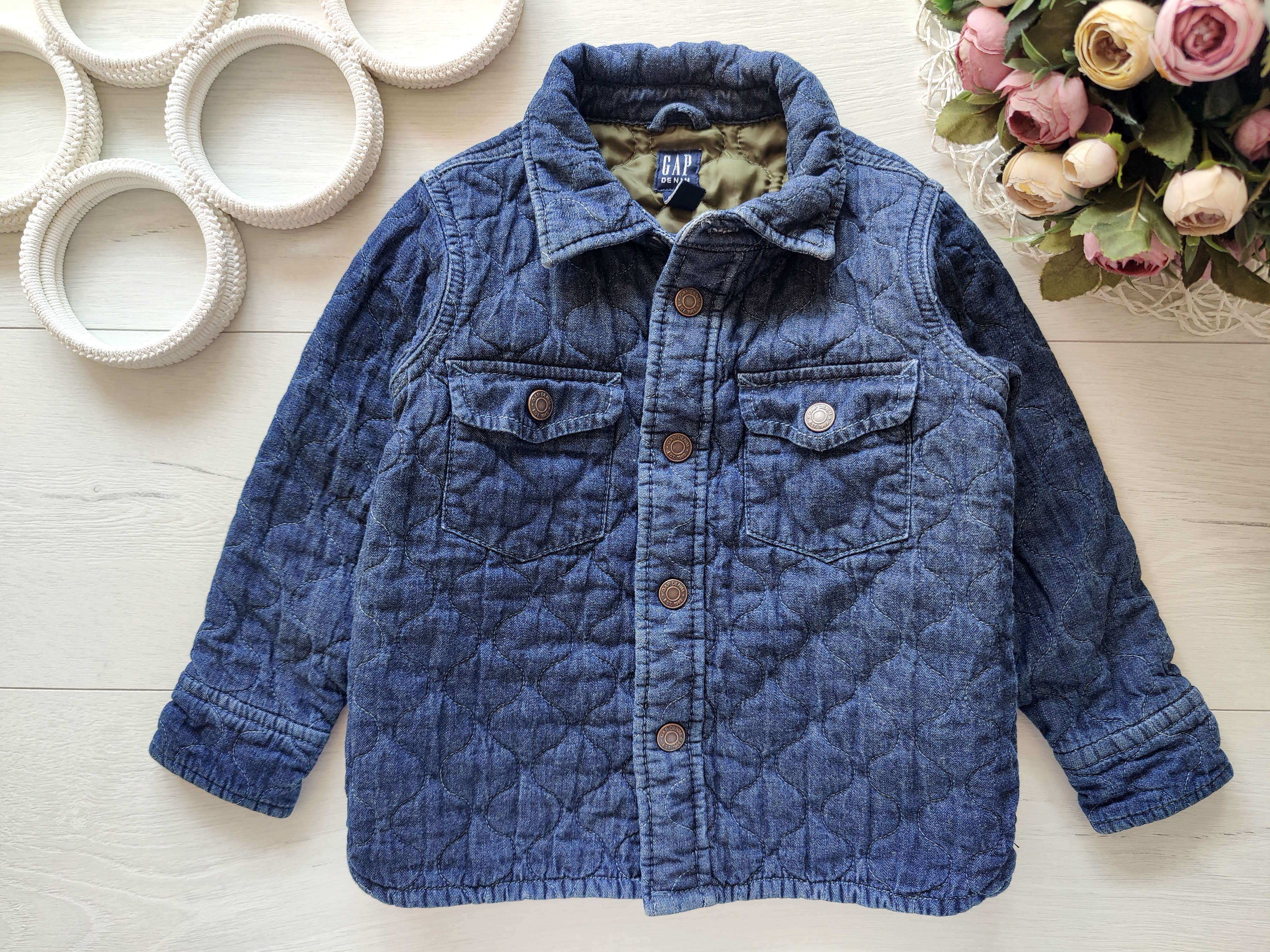 4 года, рост 104 Стеганая джинсовка/ рубашка на тонком синтепоне