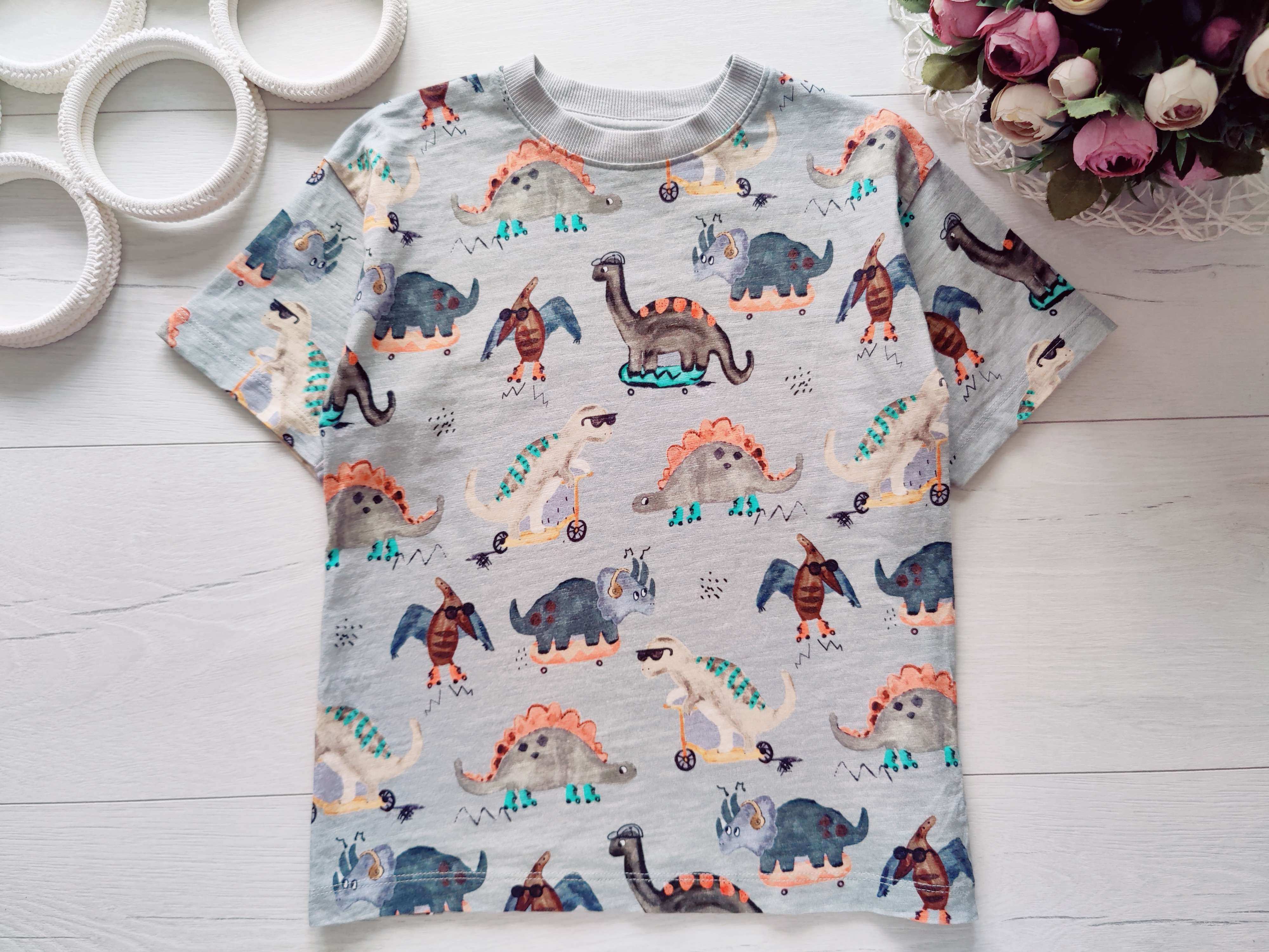 4,5 лет, рост 110 Футболка в динозаврах