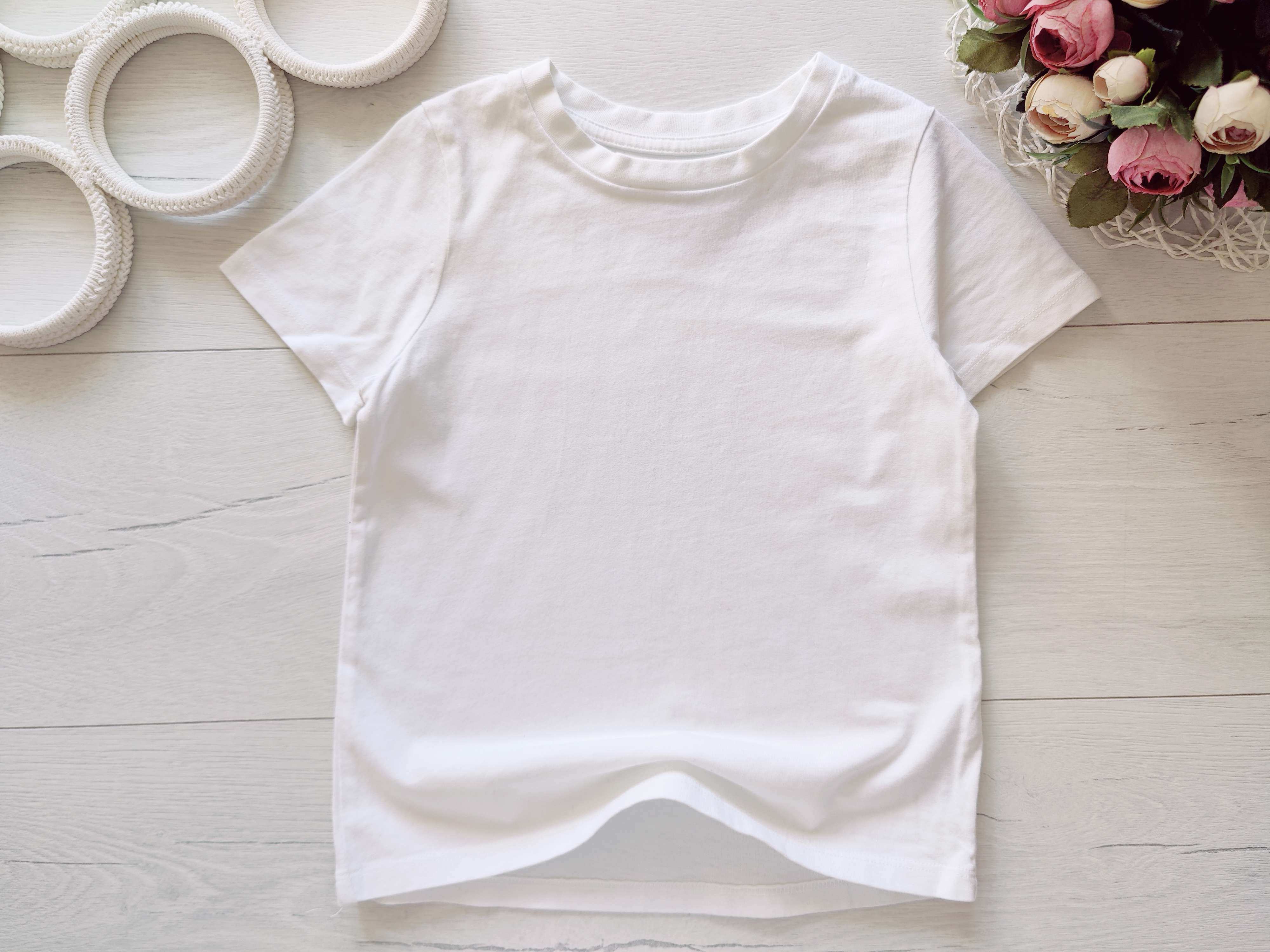 5 років, зріст 110 Біла однотонна дитяча футболка