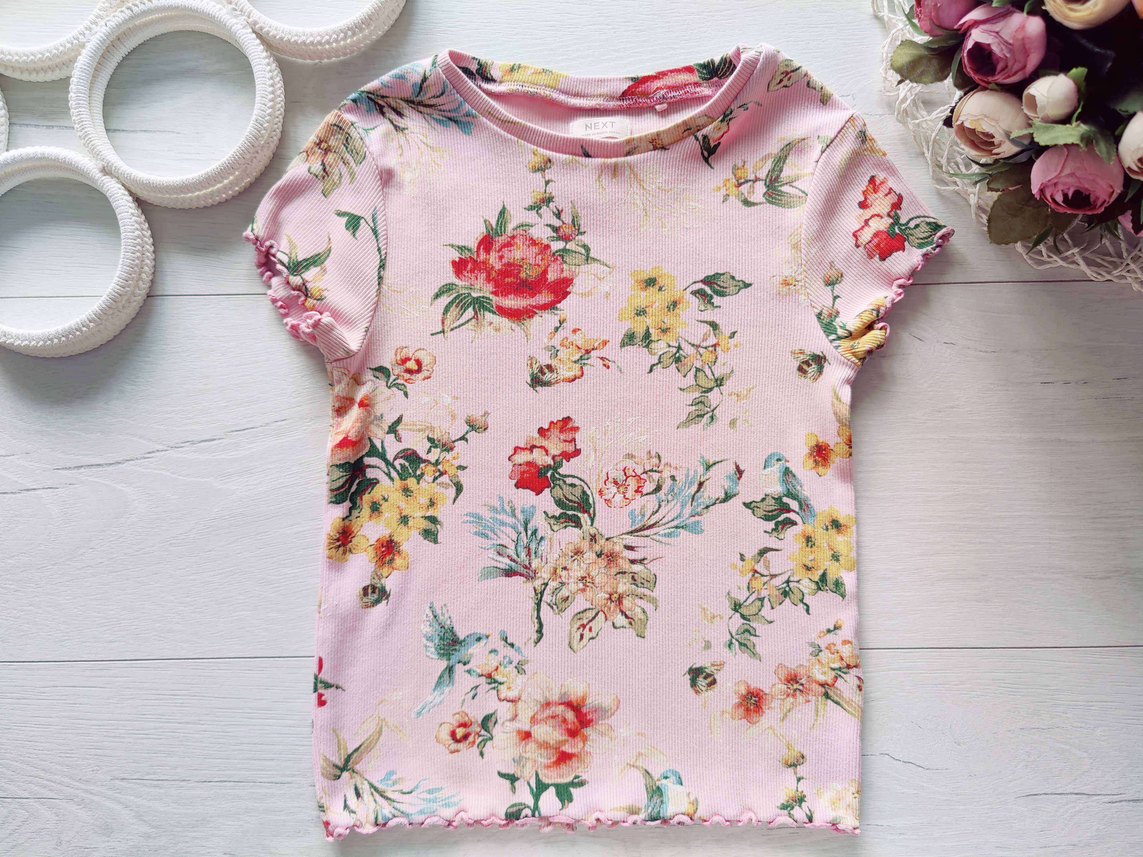 7 років, зріст 122 Квіткова футболка в рубчик