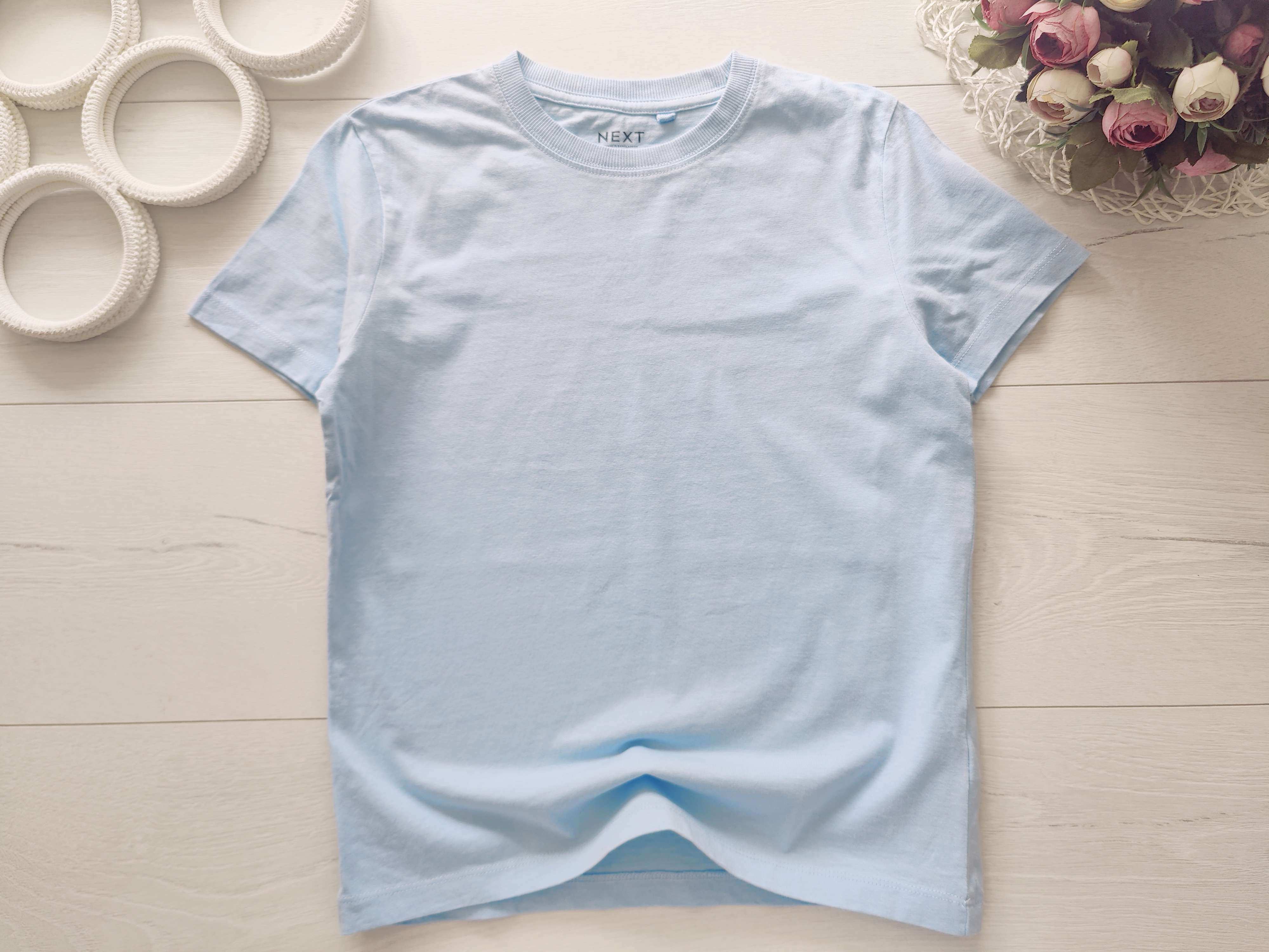 8 лет, рост 128 Голубая футболка для мальчика